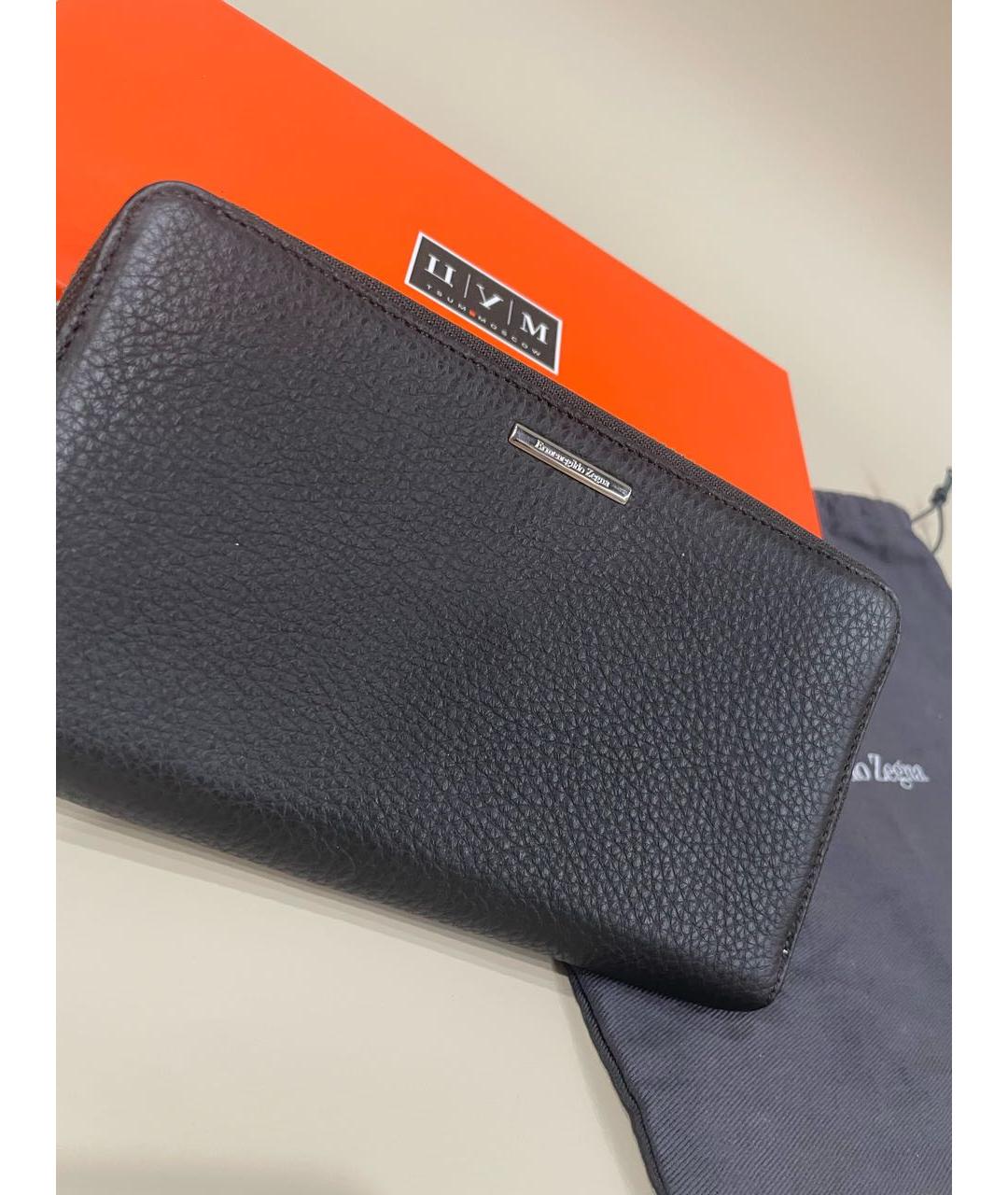 ERMENEGILDO ZEGNA XXX Черный кожаный кошелек, фото 2