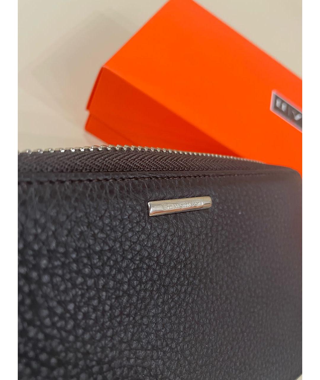 ERMENEGILDO ZEGNA XXX Черный кожаный кошелек, фото 7