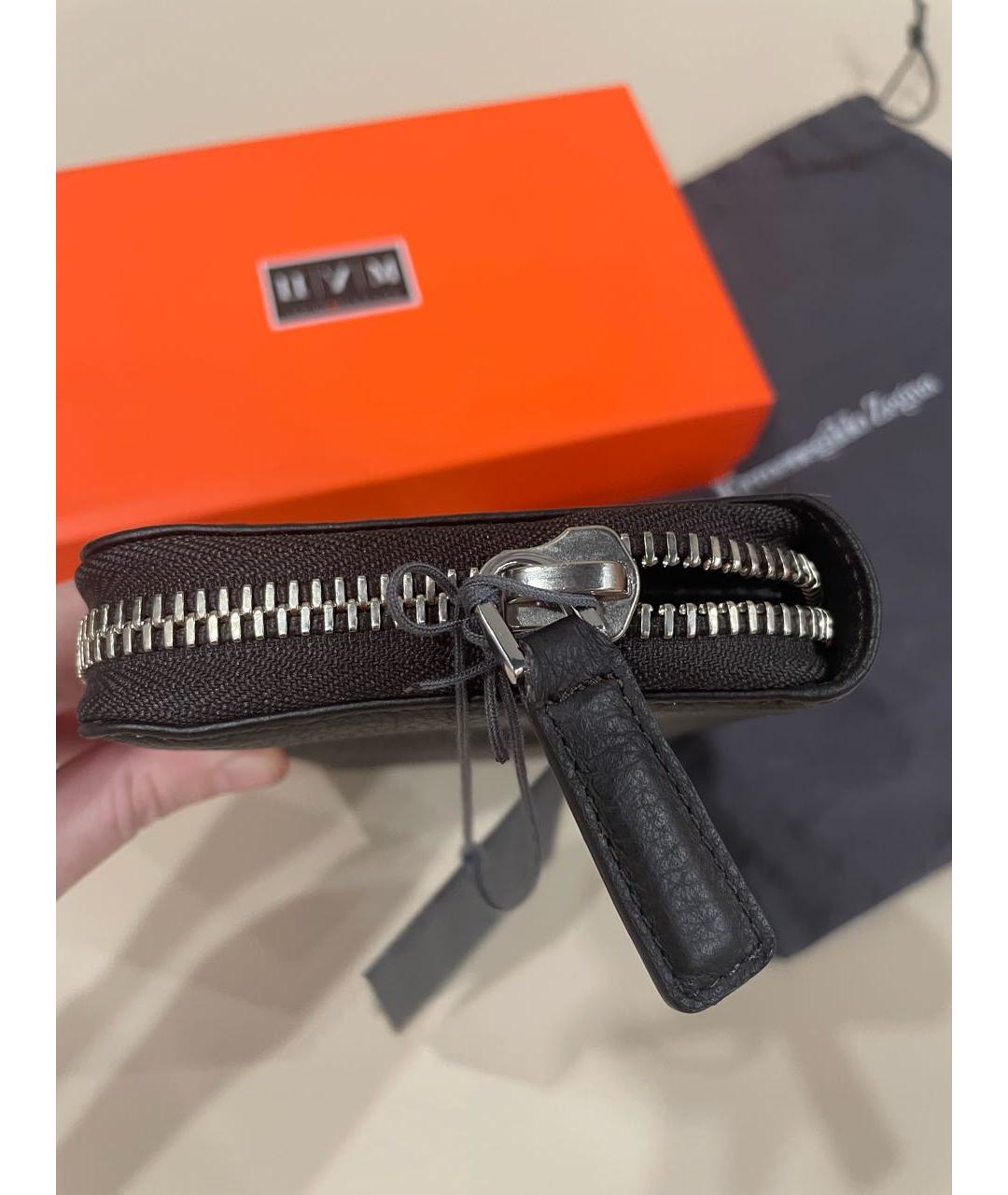 ERMENEGILDO ZEGNA XXX Черный кожаный кошелек, фото 4