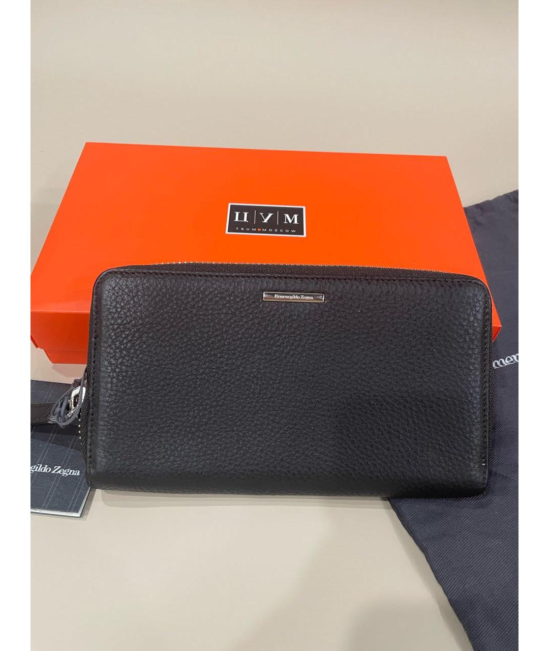 ERMENEGILDO ZEGNA XXX Черный кожаный кошелек, фото 8