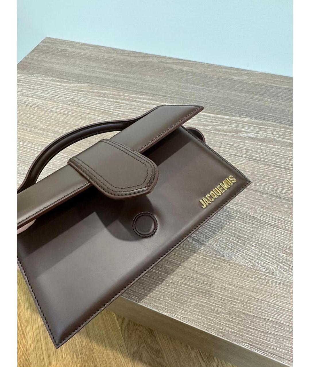 JACQUEMUS Коричневая кожаная сумка через плечо, фото 5
