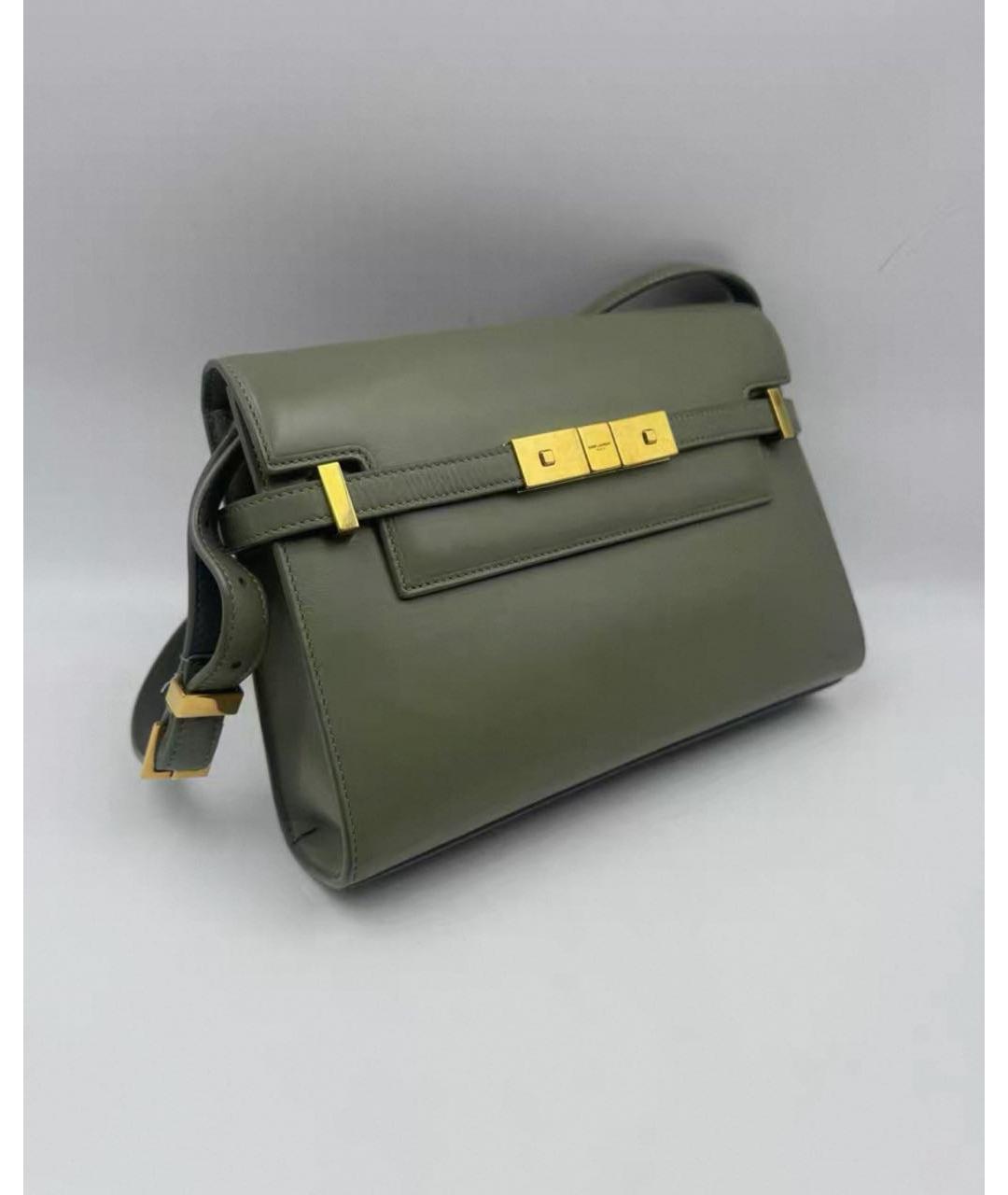 SAINT LAURENT Зеленая кожаная сумка через плечо, фото 2