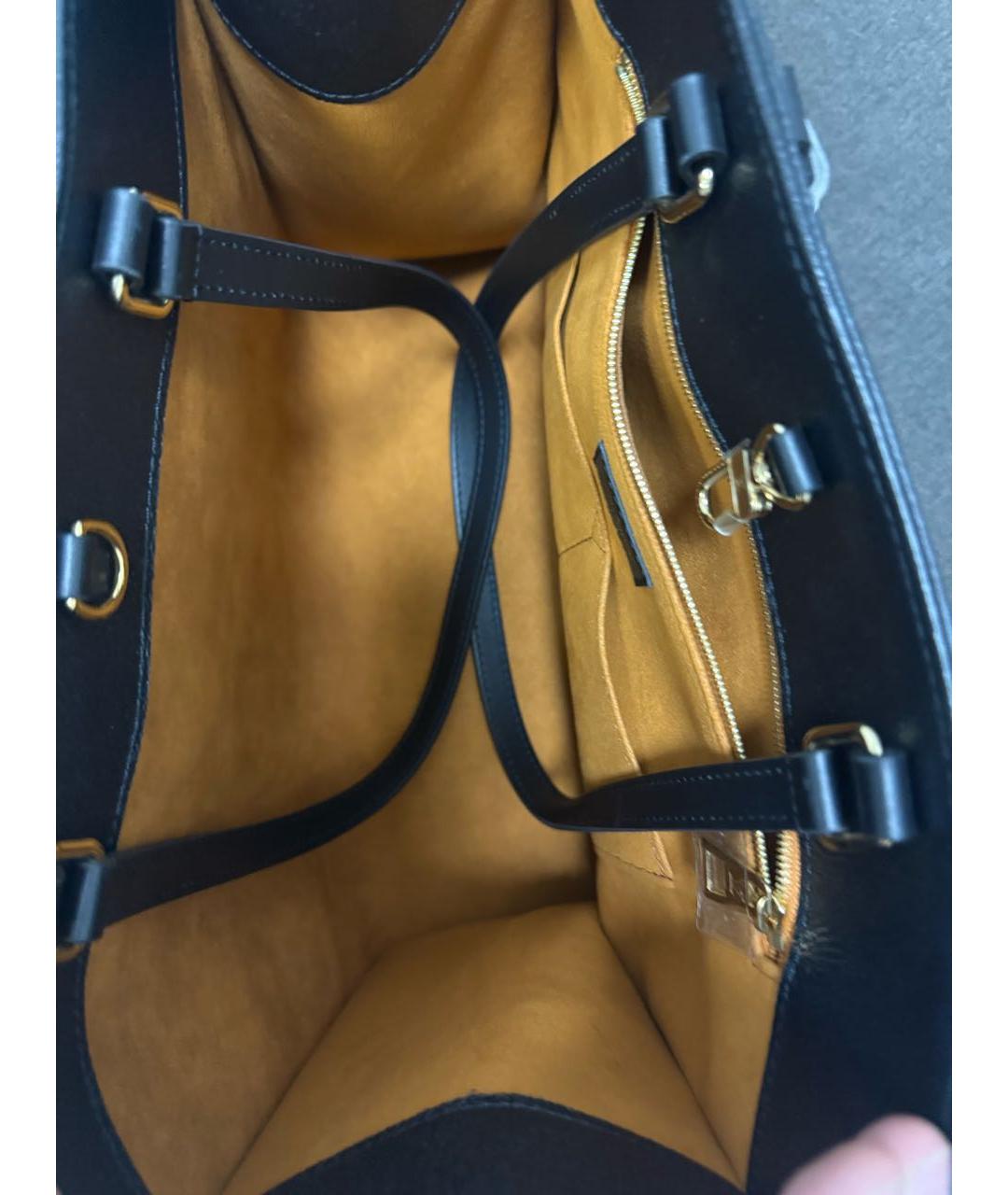 LOUIS VUITTON Черная кожаная сумка тоут, фото 5