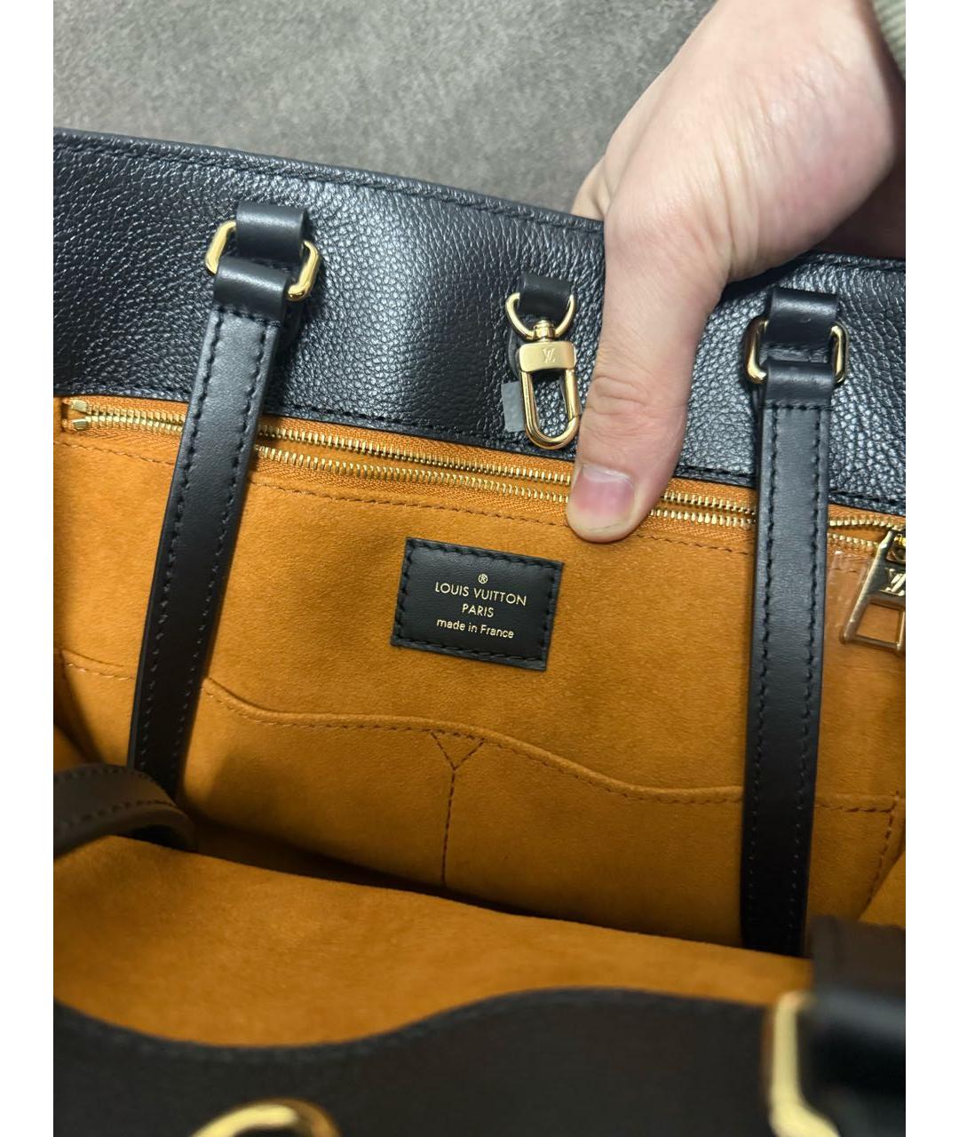 LOUIS VUITTON Черная кожаная сумка тоут, фото 6