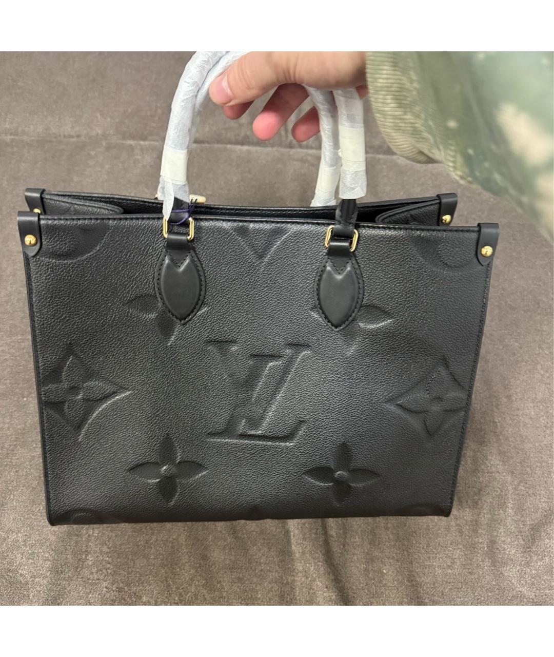 LOUIS VUITTON Черная кожаная сумка тоут, фото 2