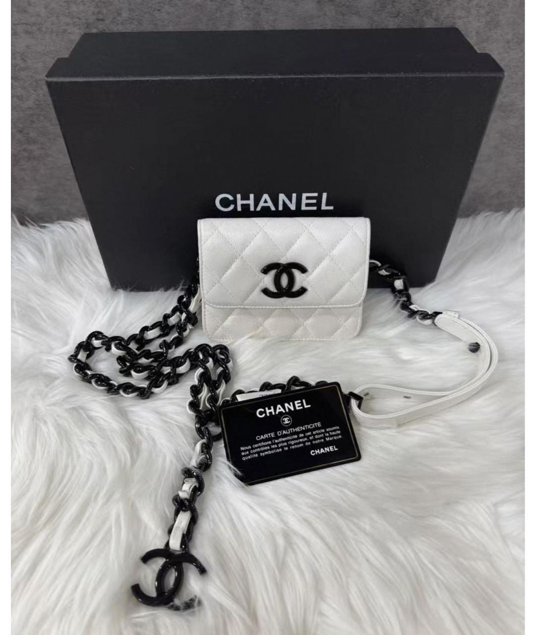 CHANEL Белая кожаная сумка через плечо, фото 5