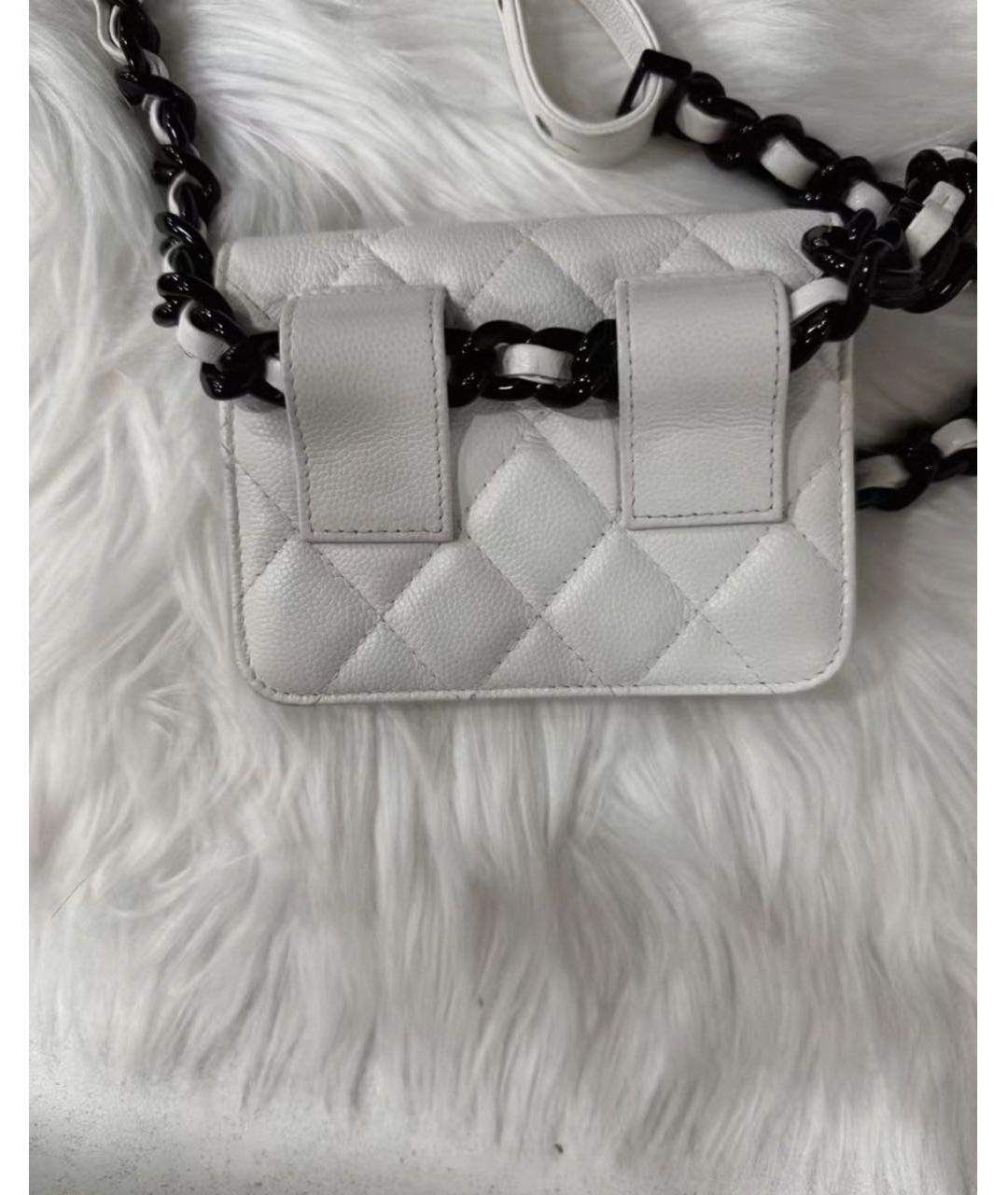 CHANEL Белая кожаная сумка через плечо, фото 3