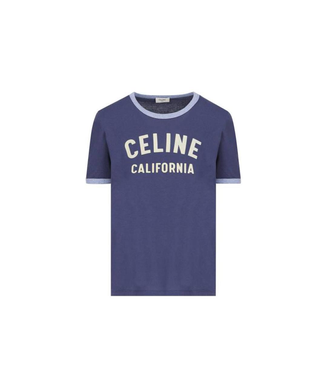 CELINE Синяя хлопковая футболка, фото 1