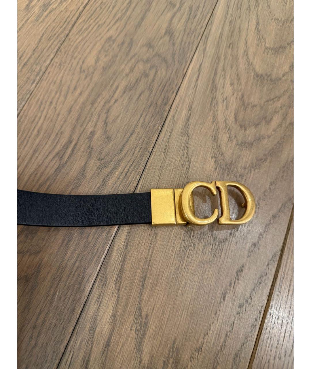 CHRISTIAN DIOR Черный кожаный ремень, фото 2