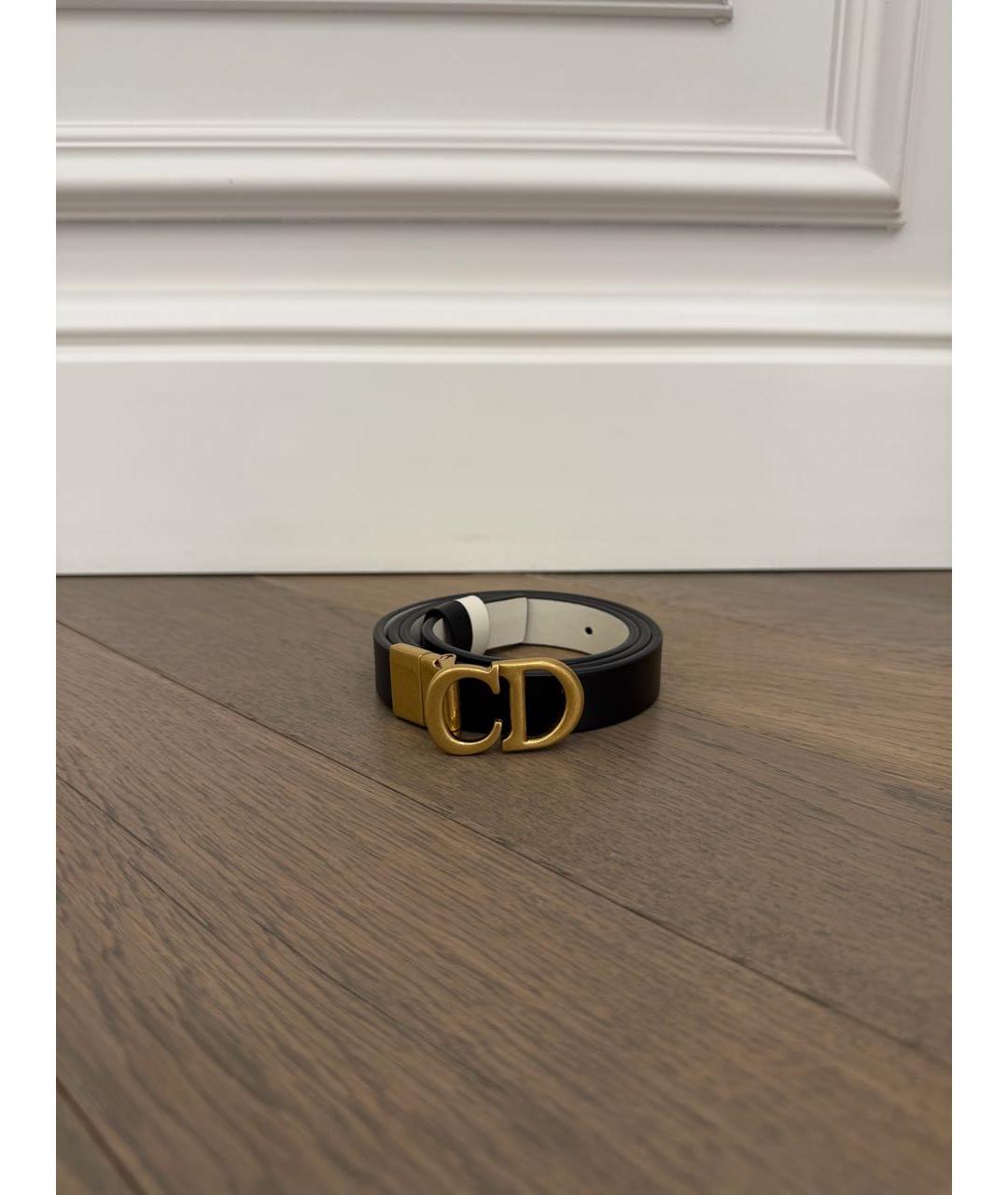 CHRISTIAN DIOR Черный кожаный ремень, фото 5