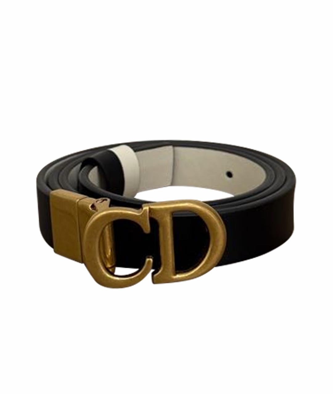 CHRISTIAN DIOR Черный кожаный ремень, фото 1