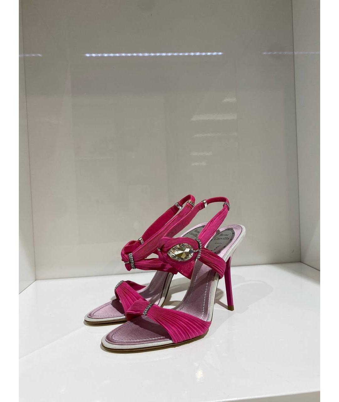 RENE CAOVILLA Розовые кожаные босоножки, фото 2