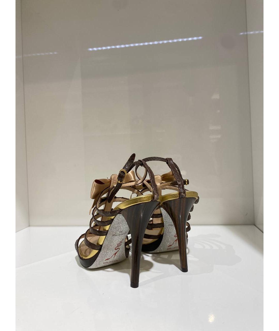 RENE CAOVILLA Коричневые кожаные босоножки, фото 3