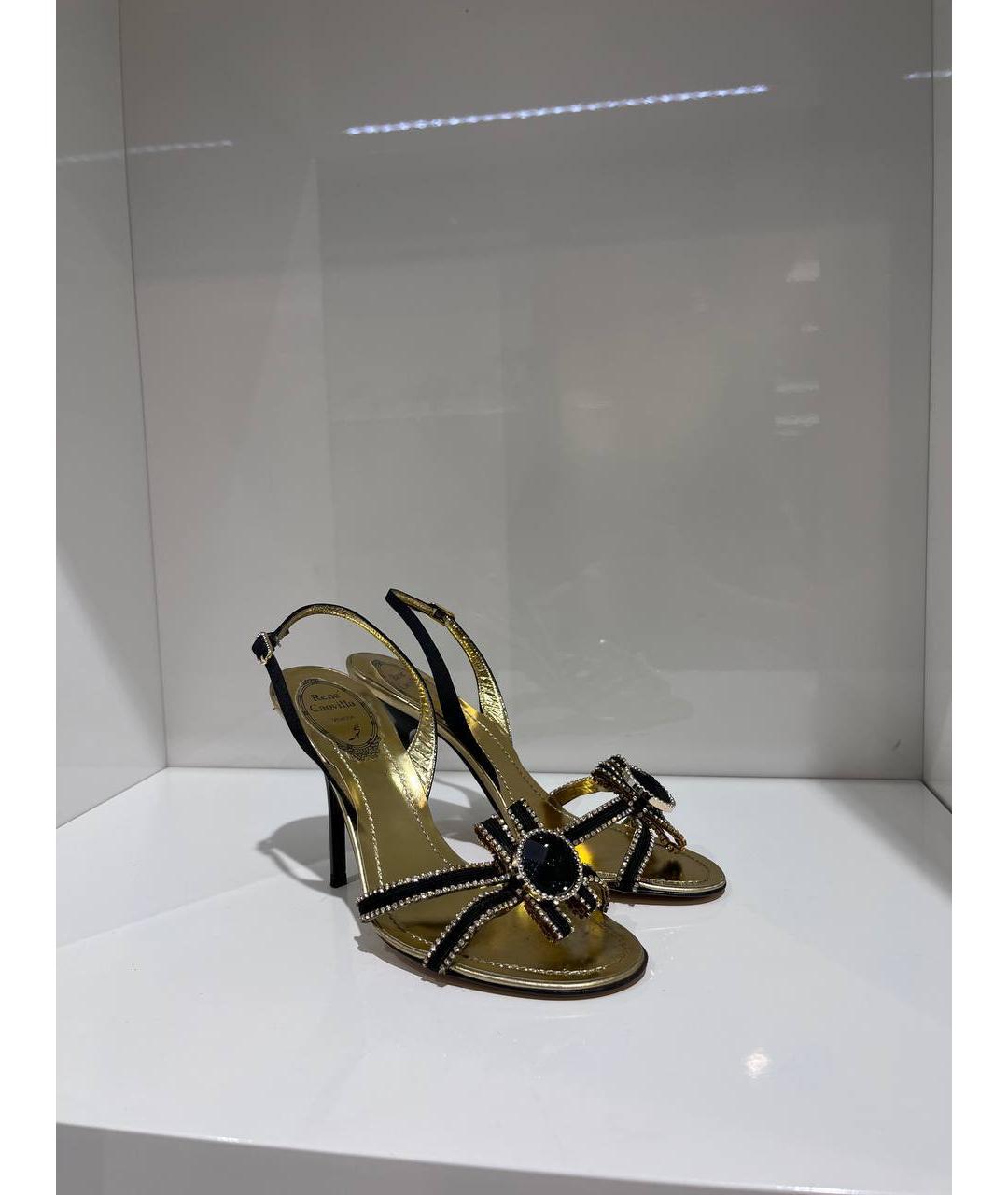 RENE CAOVILLA Черные кожаные босоножки, фото 4