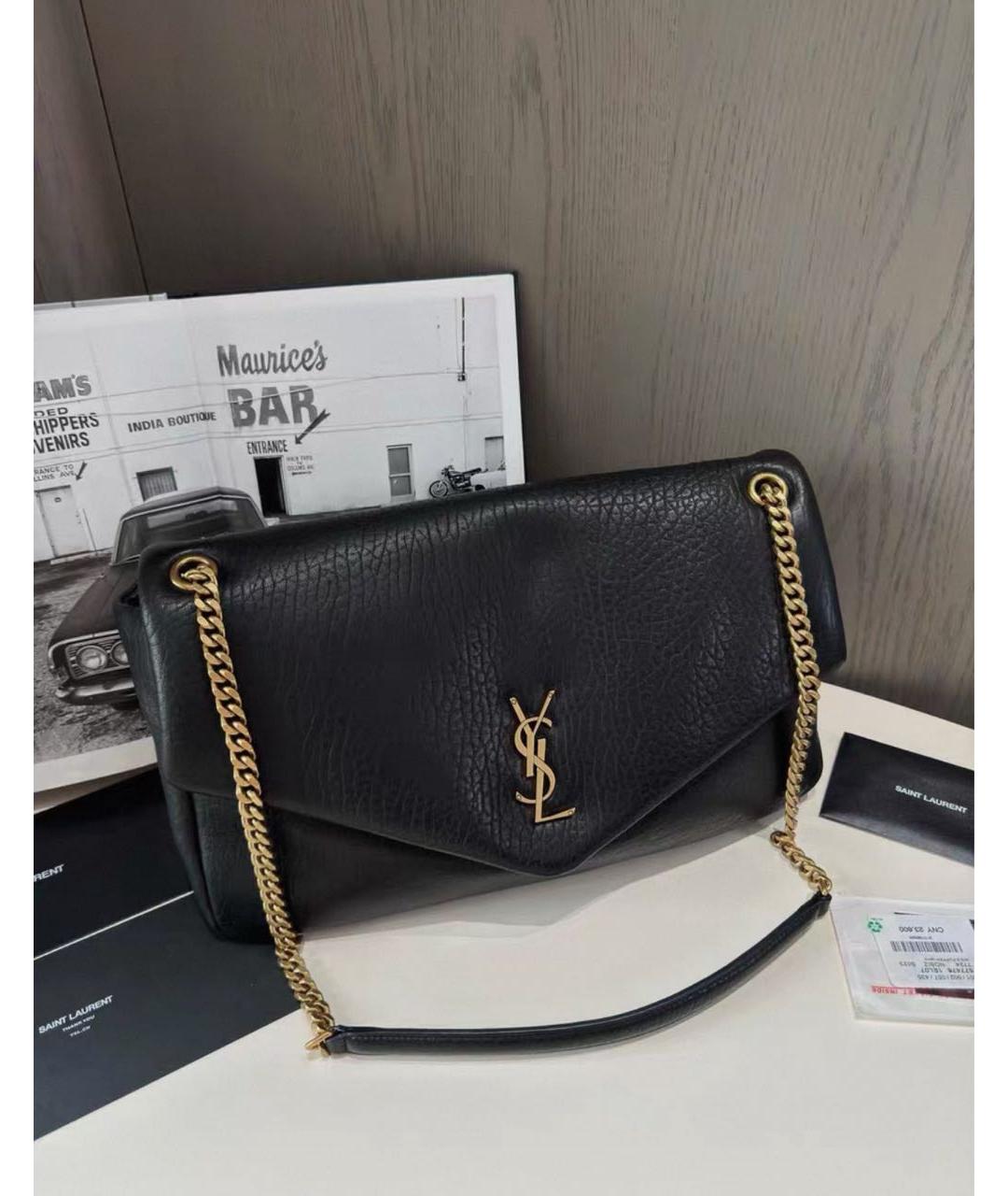 SAINT LAURENT Черная кожаная сумка через плечо, фото 5