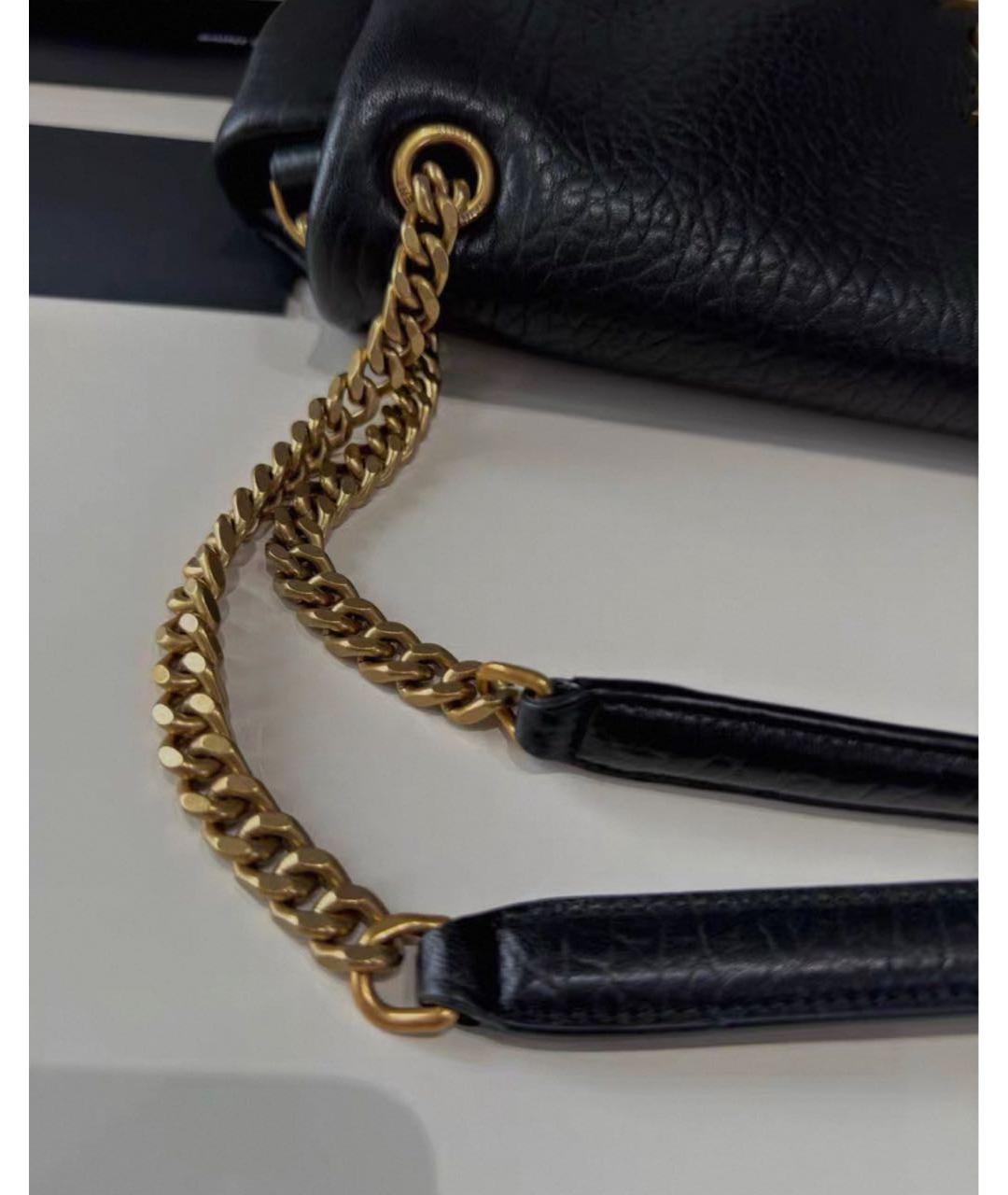 SAINT LAURENT Черная кожаная сумка через плечо, фото 3