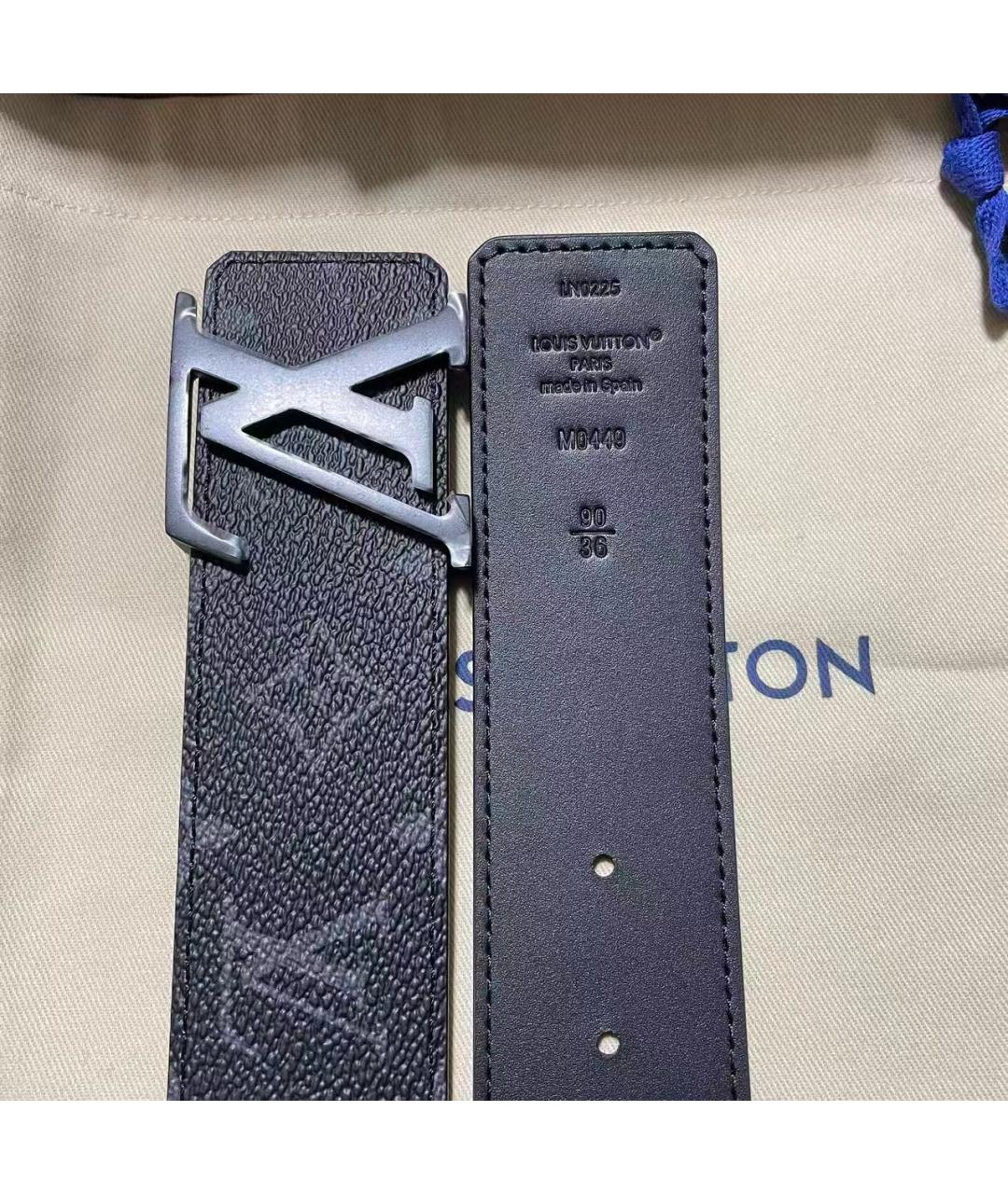 LOUIS VUITTON Черный кожаный ремень, фото 5