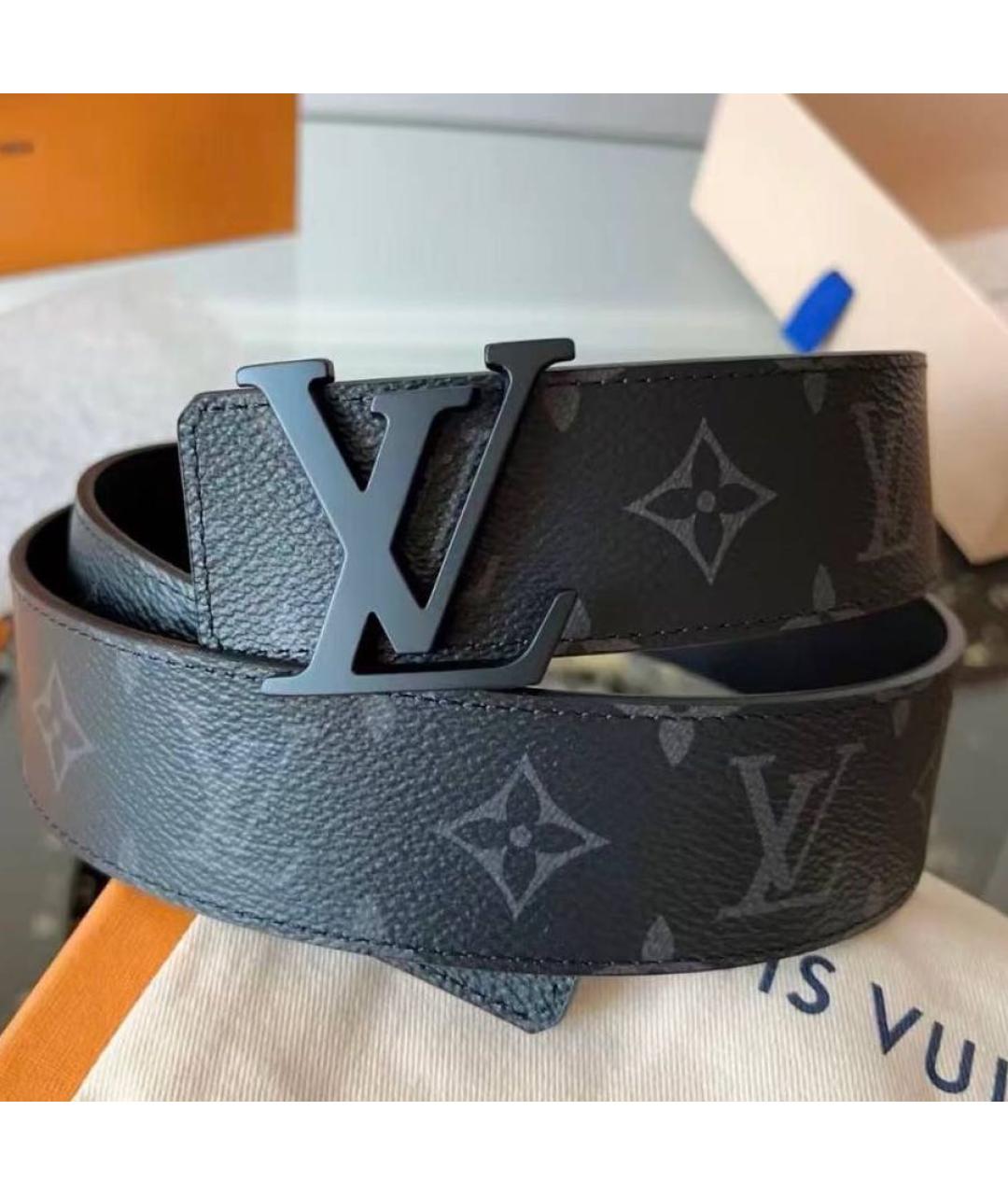 LOUIS VUITTON Черный кожаный ремень, фото 4