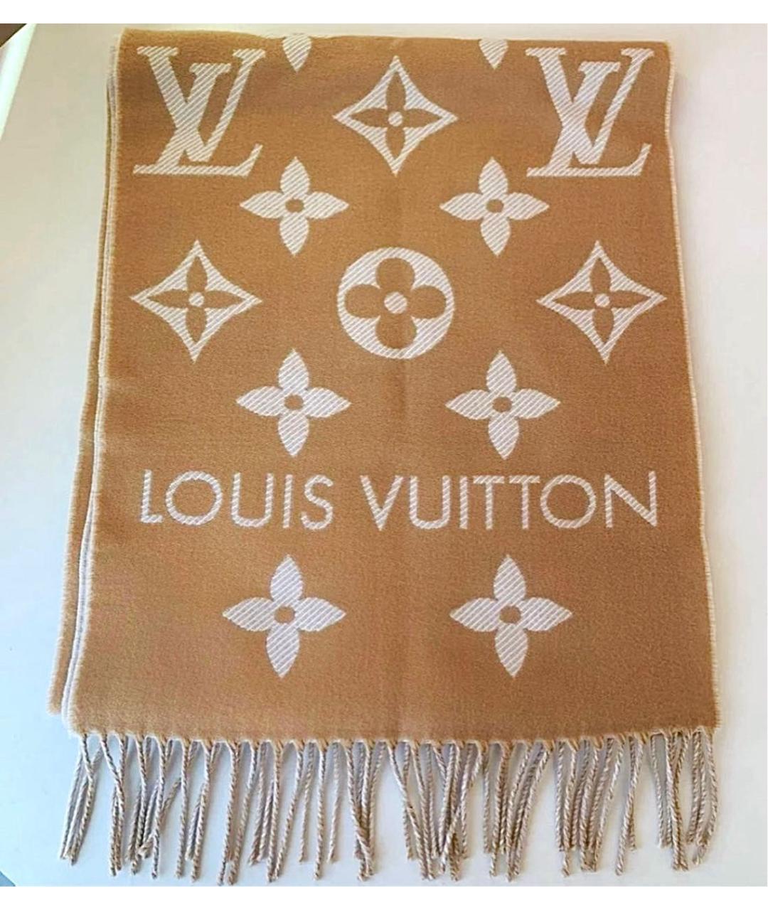 LOUIS VUITTON Бежевый кашемировый шарф, фото 3
