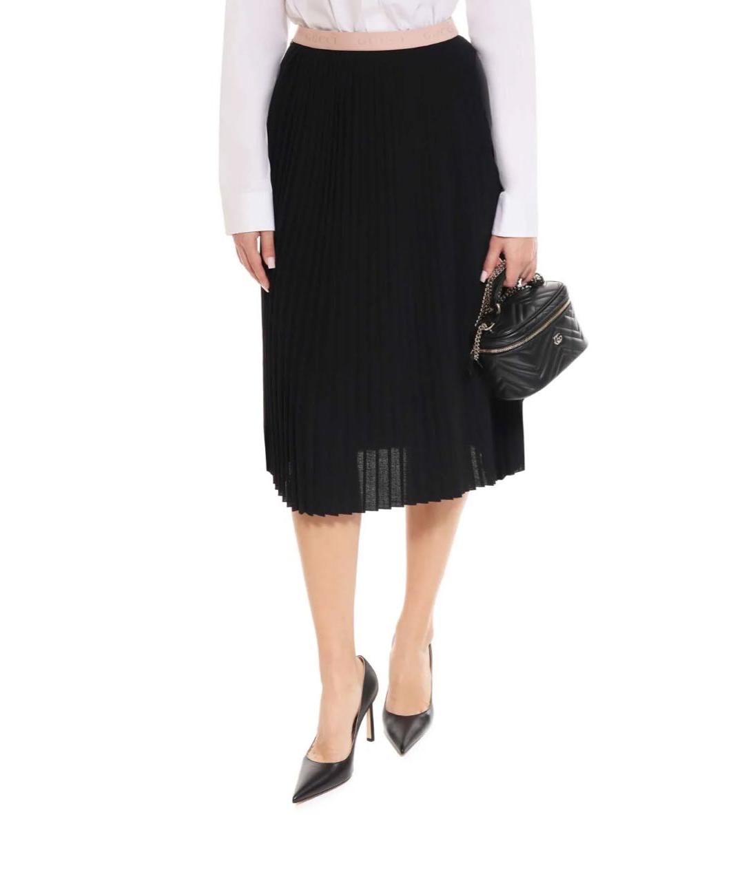GUCCI Черная полиамидовая юбка миди, фото 2