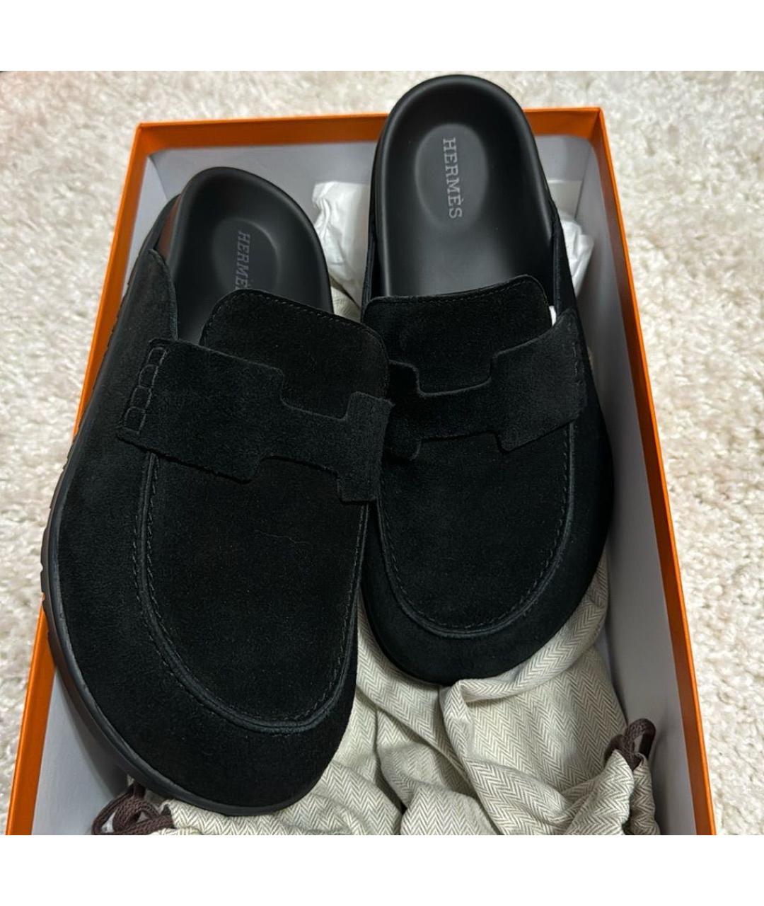 HERMES Черные мюли, фото 3