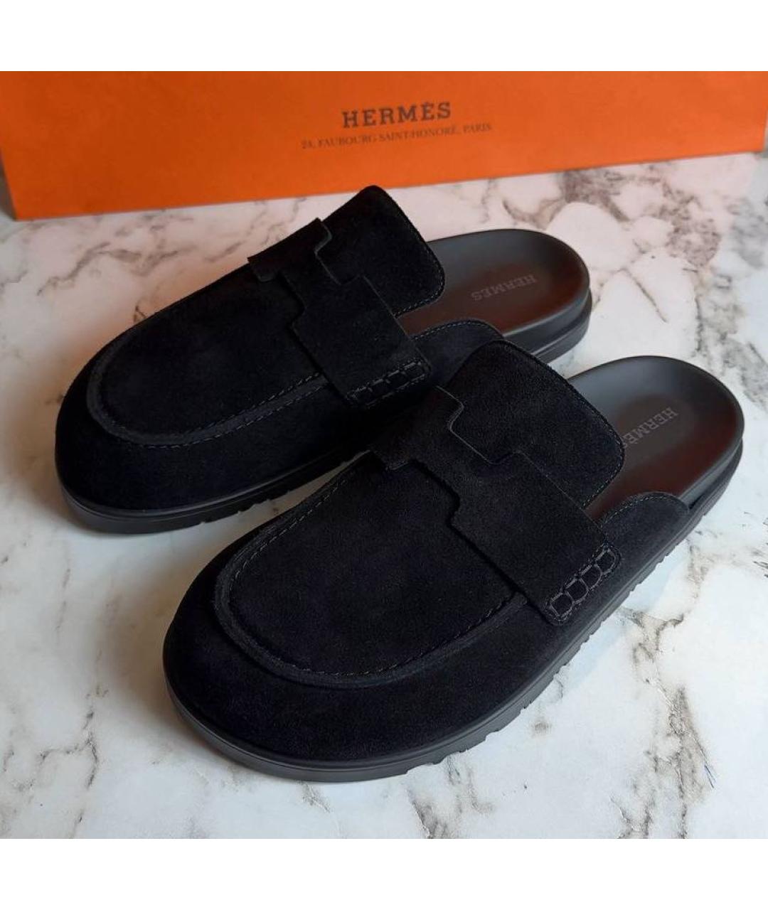 HERMES Черные мюли, фото 2