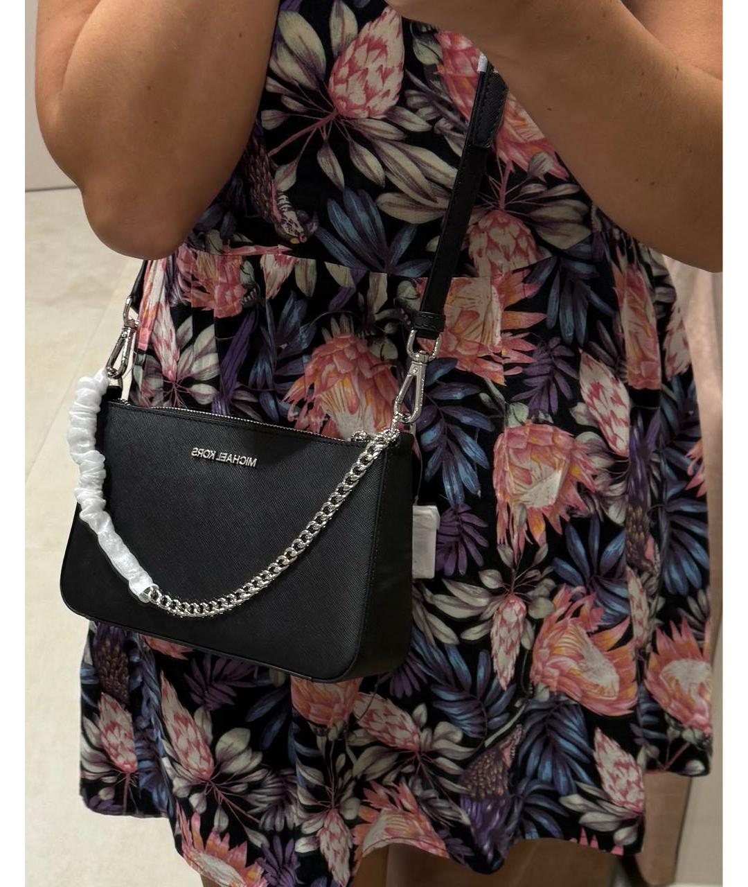 MICHAEL KORS Черная кожаная сумка через плечо, фото 8