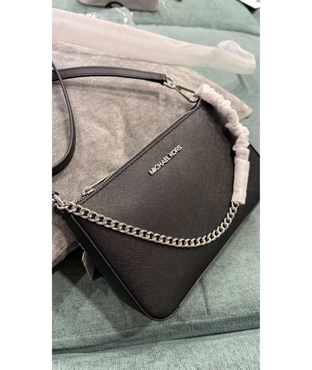 MICHAEL KORS Черная кожаная сумка через плечо, фото 7
