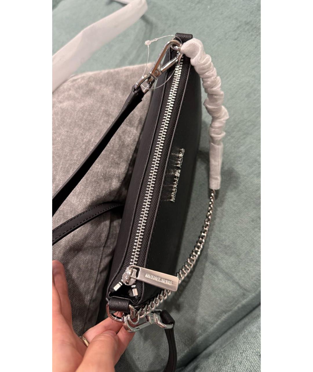 MICHAEL KORS Черная кожаная сумка через плечо, фото 5