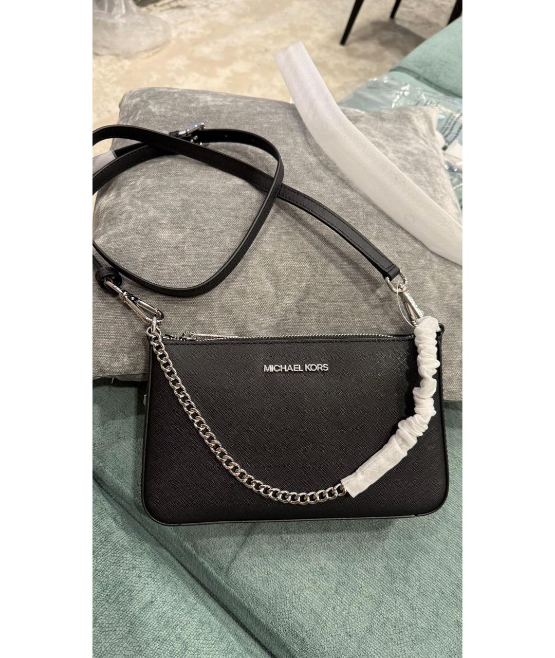 MICHAEL KORS Черная кожаная сумка через плечо, фото 2