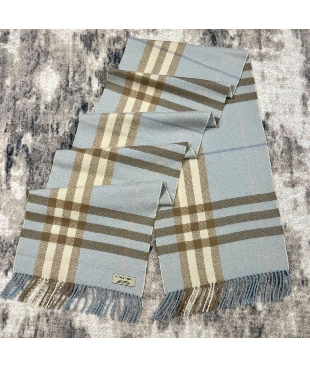 BURBERRY Голубой кашемировый шарф, фото 6