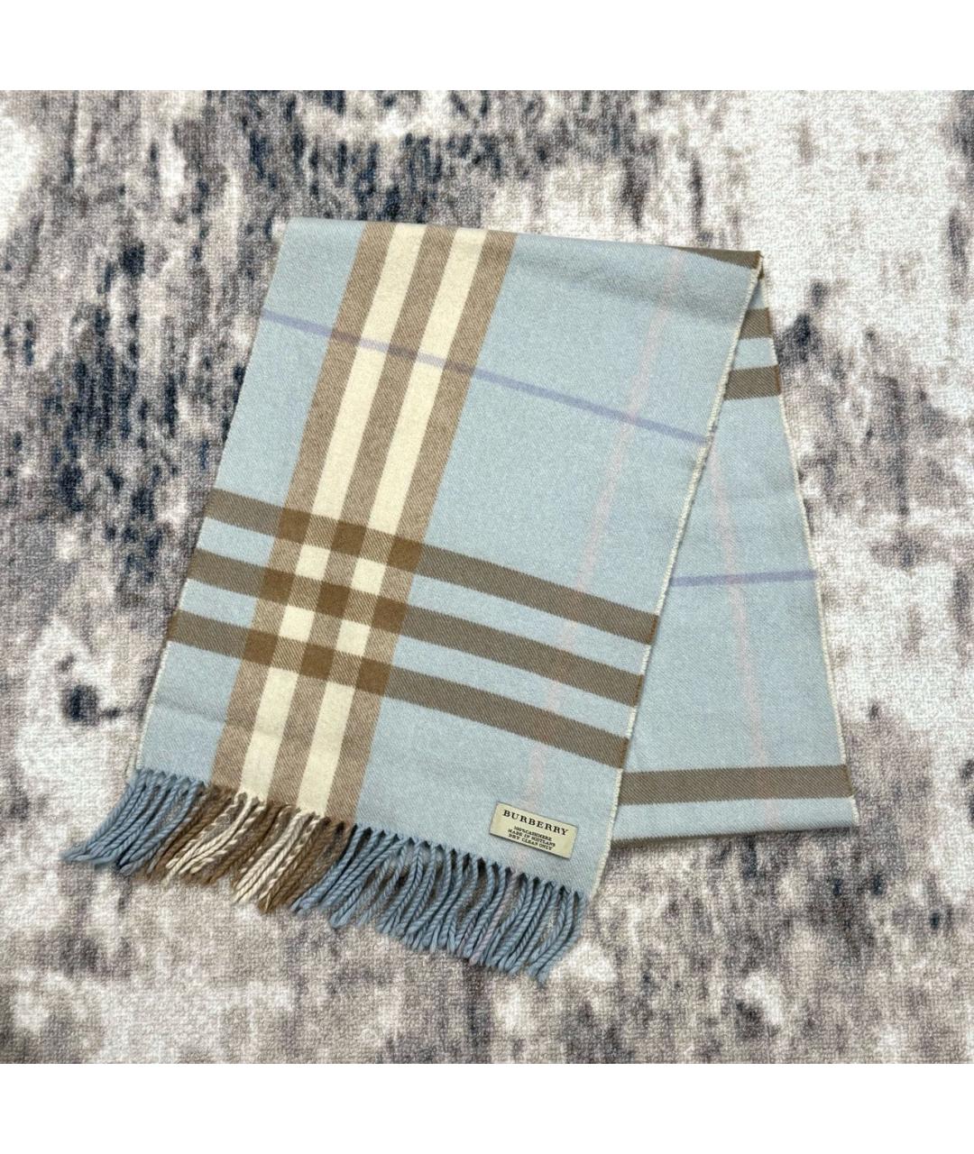 BURBERRY Голубой кашемировый шарф, фото 2