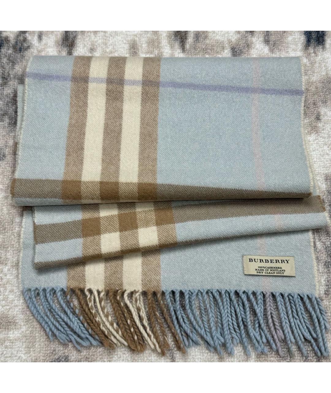 BURBERRY Голубой кашемировый шарф, фото 5