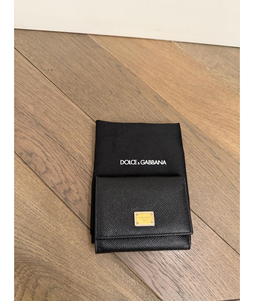 DOLCE&GABBANA Черный кожаный кошелек, фото 6