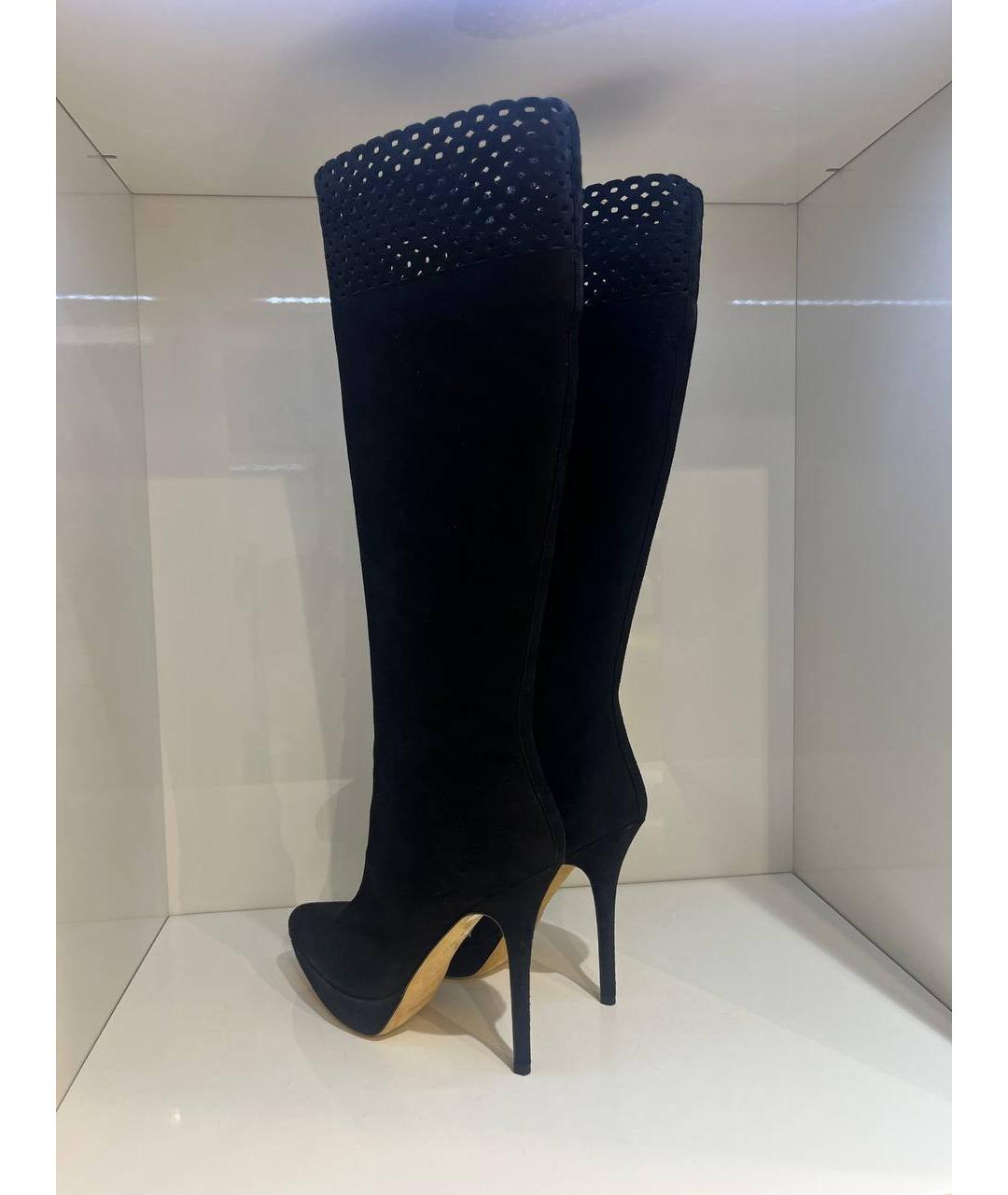 SAINT LAURENT Темно-синие кожаные сапоги, фото 3