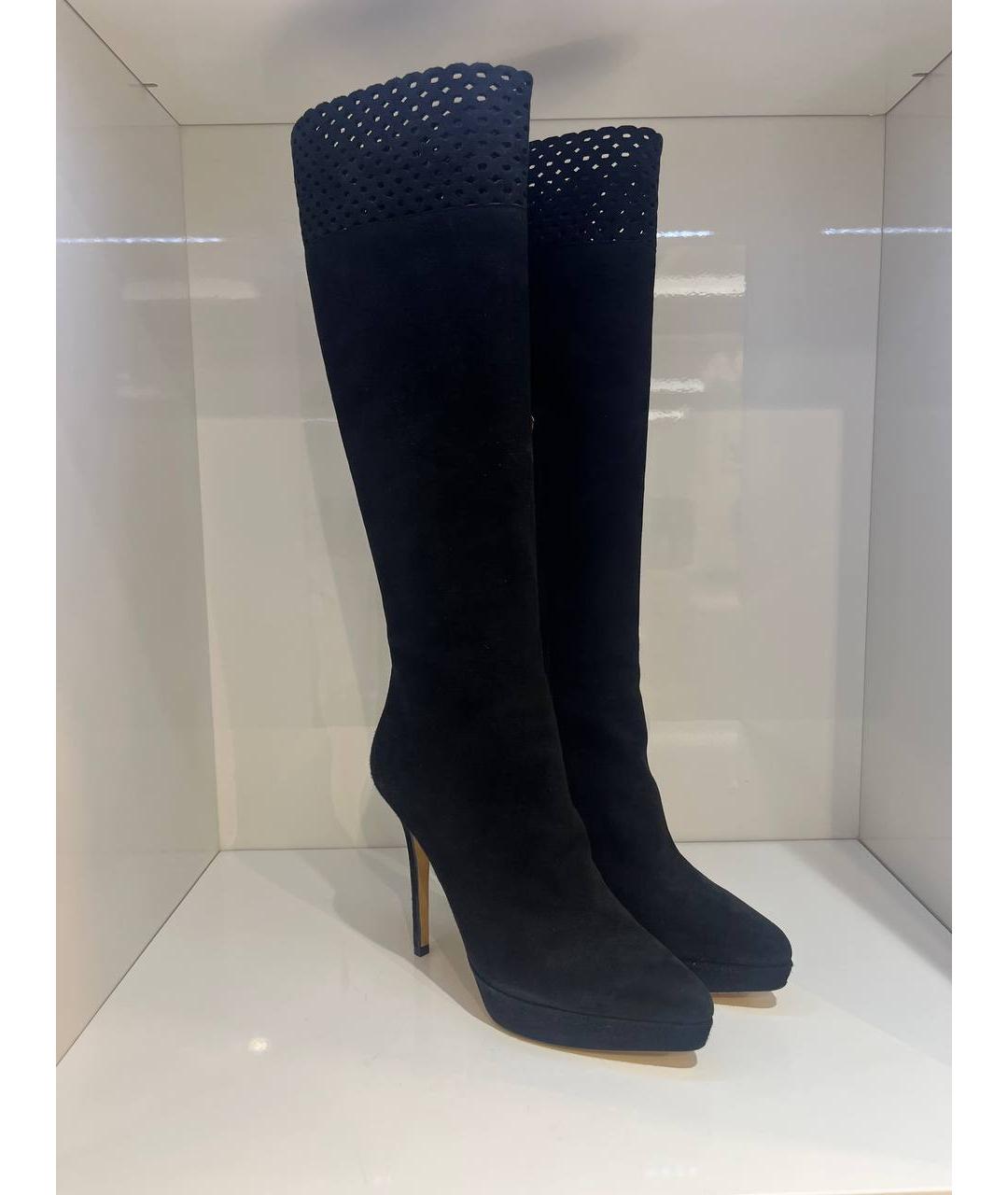 SAINT LAURENT Темно-синие кожаные сапоги, фото 2