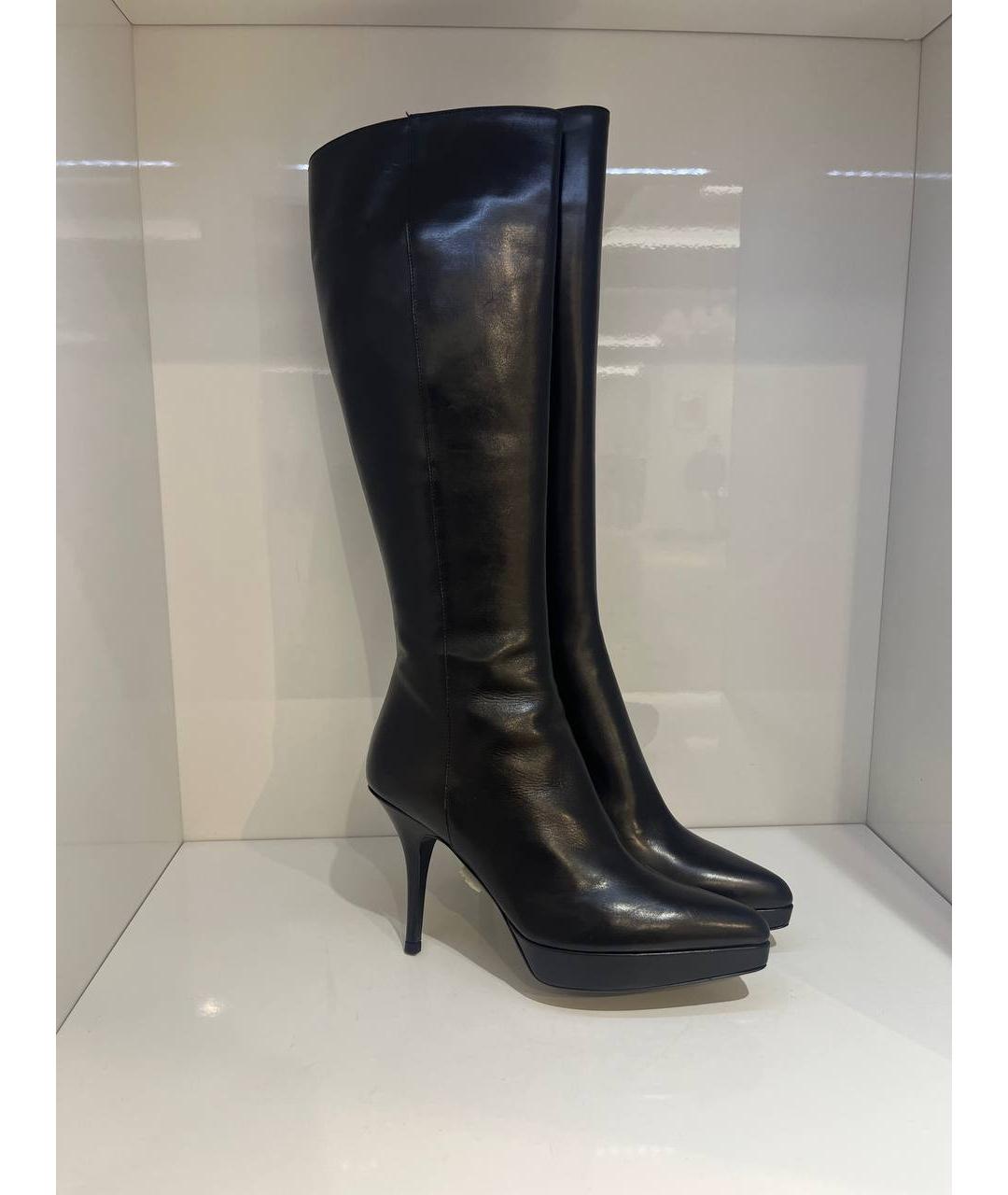 SAINT LAURENT Черные кожаные сапоги, фото 4