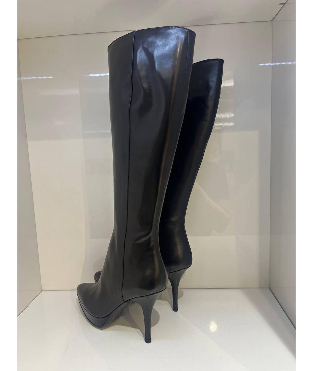 SAINT LAURENT Черные кожаные сапоги, фото 3