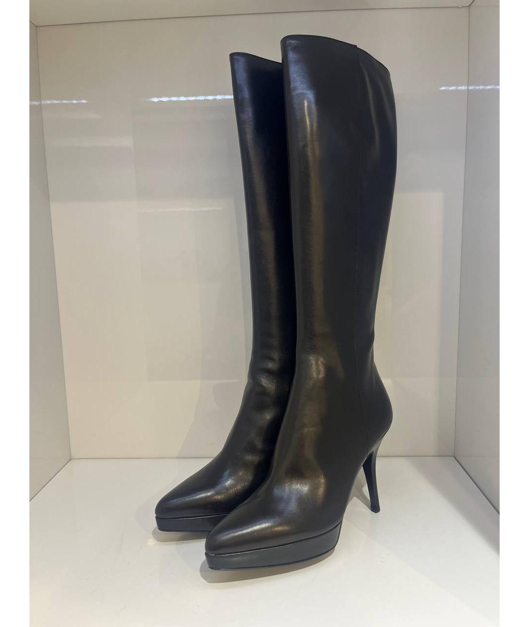 SAINT LAURENT Черные кожаные сапоги, фото 2