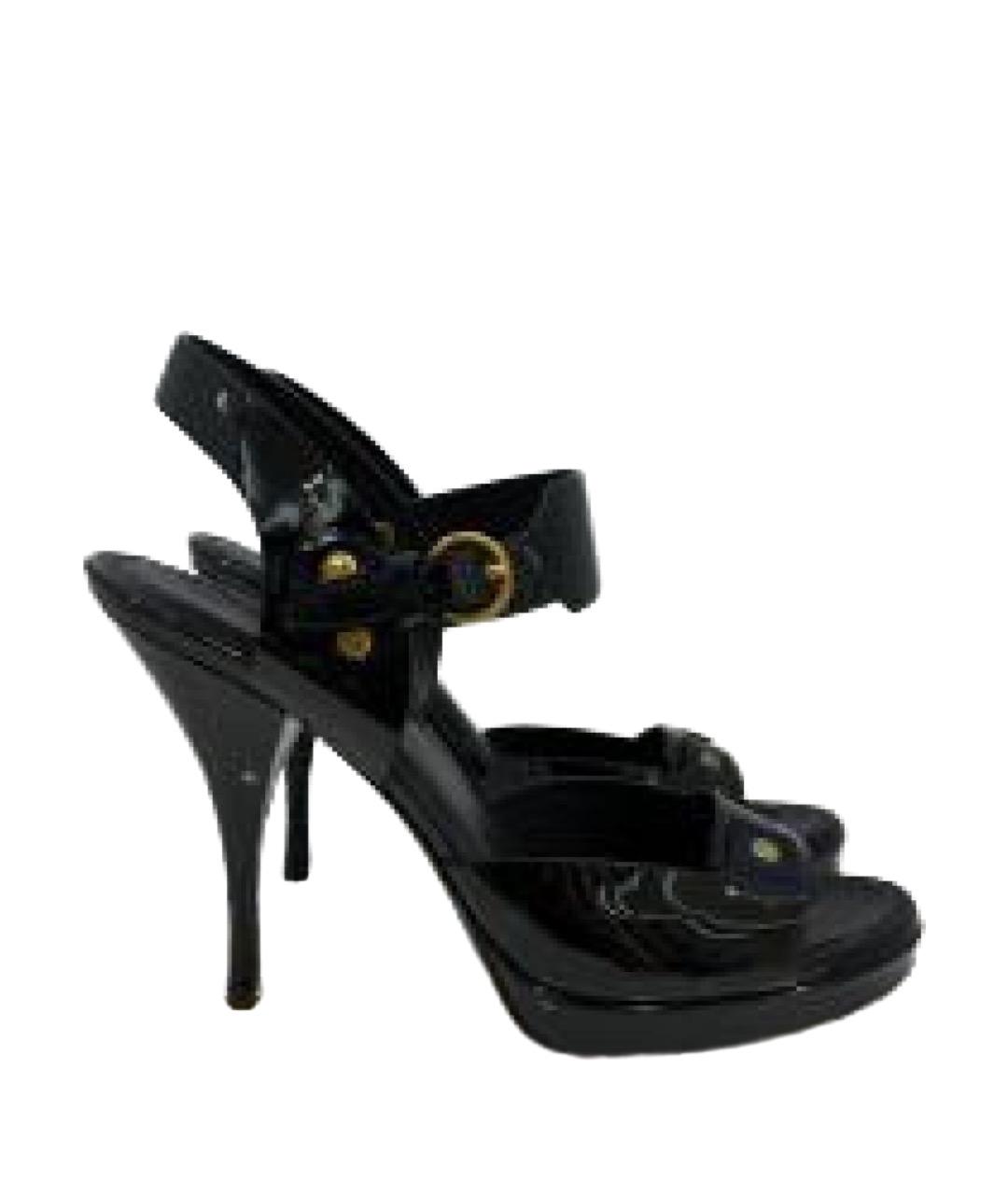 SAINT LAURENT Черные кожаные босоножки, фото 1