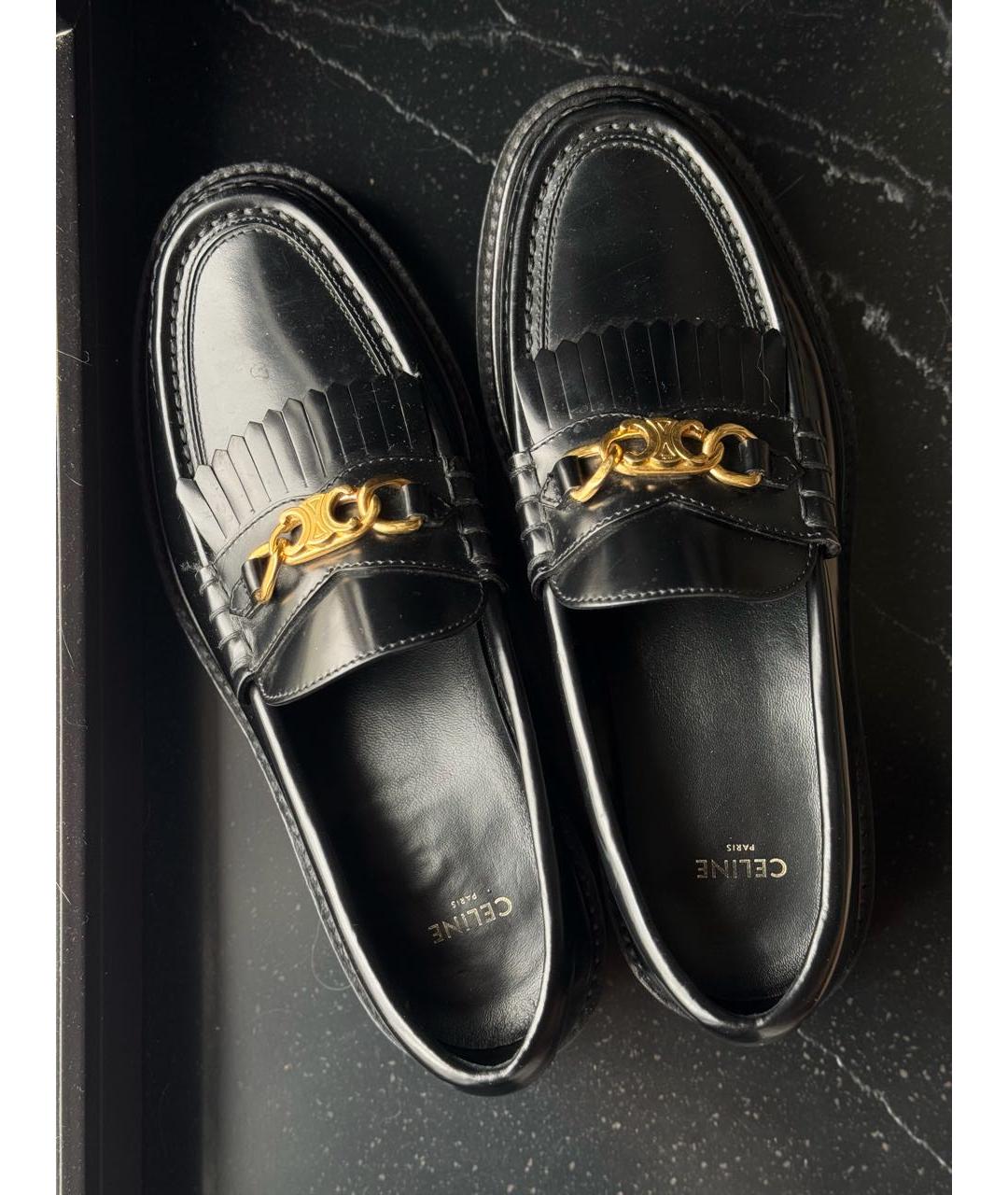 CELINE Черные кожаные лоферы, фото 3