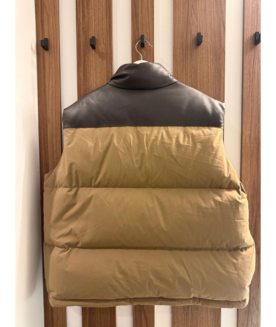 BOTTEGA VENETA Бежевый кожаный жилет, фото 2