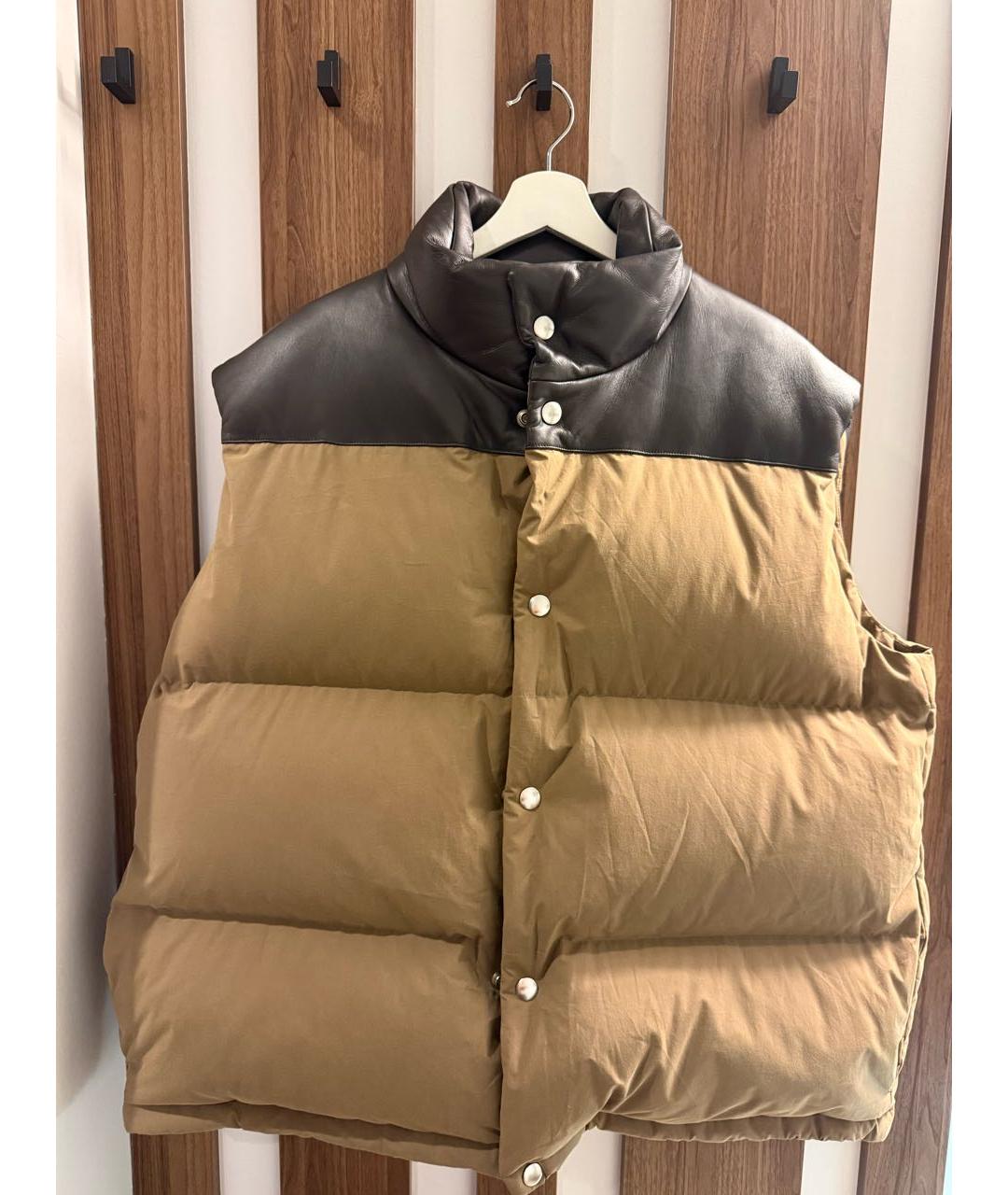 BOTTEGA VENETA Бежевый кожаный жилет, фото 5