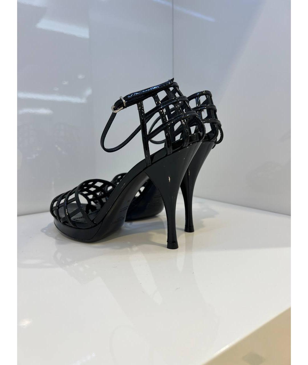 SAINT LAURENT Черные кожаные босоножки, фото 3