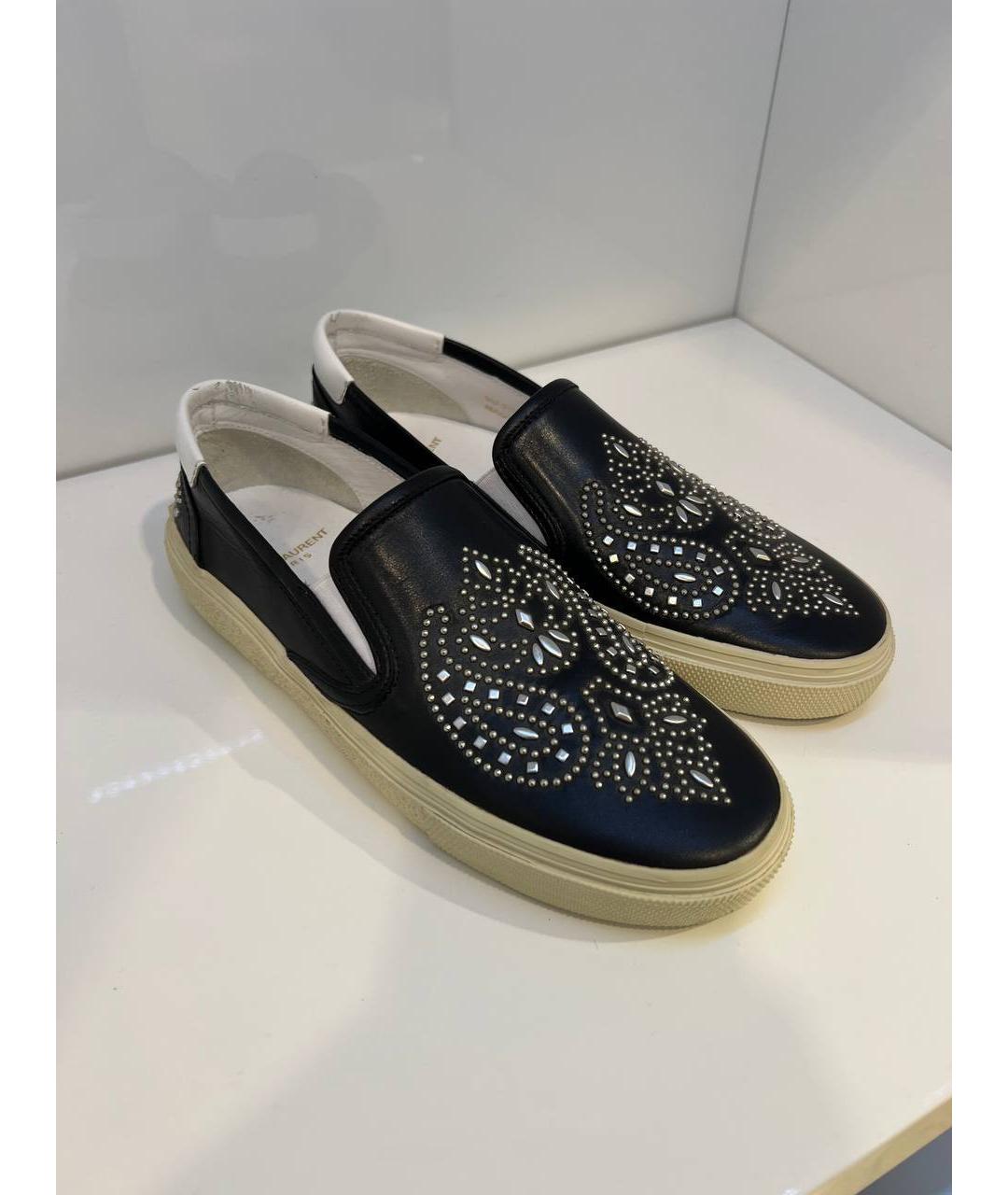 SAINT LAURENT Черные кожаные эспадрильи, фото 2