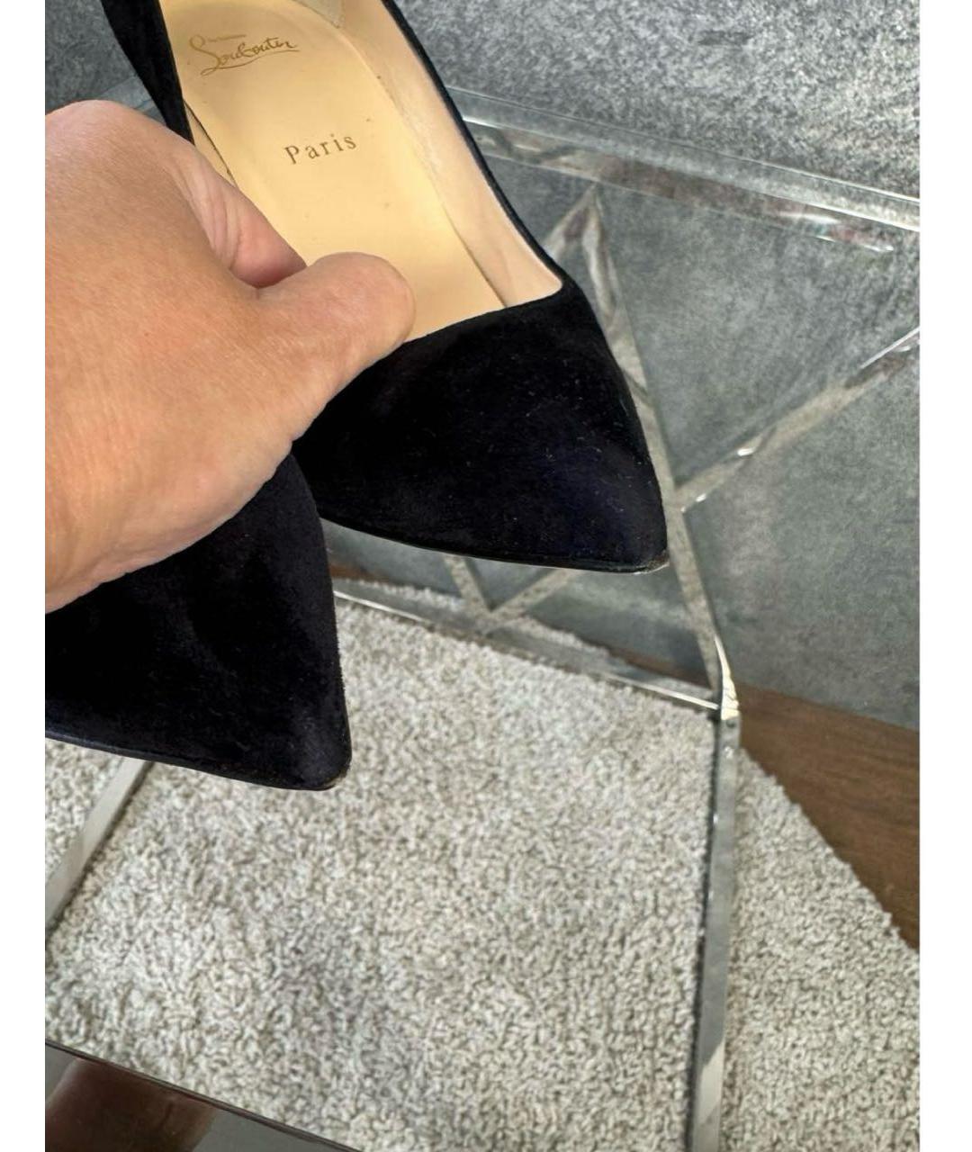 CHRISTIAN LOUBOUTIN Черные замшевые туфли, фото 5