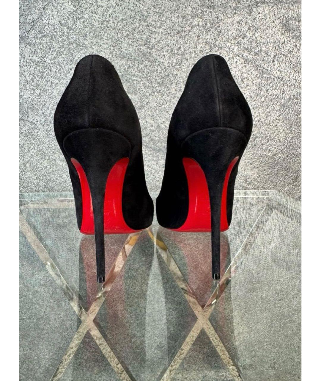 CHRISTIAN LOUBOUTIN Черные замшевые туфли, фото 4