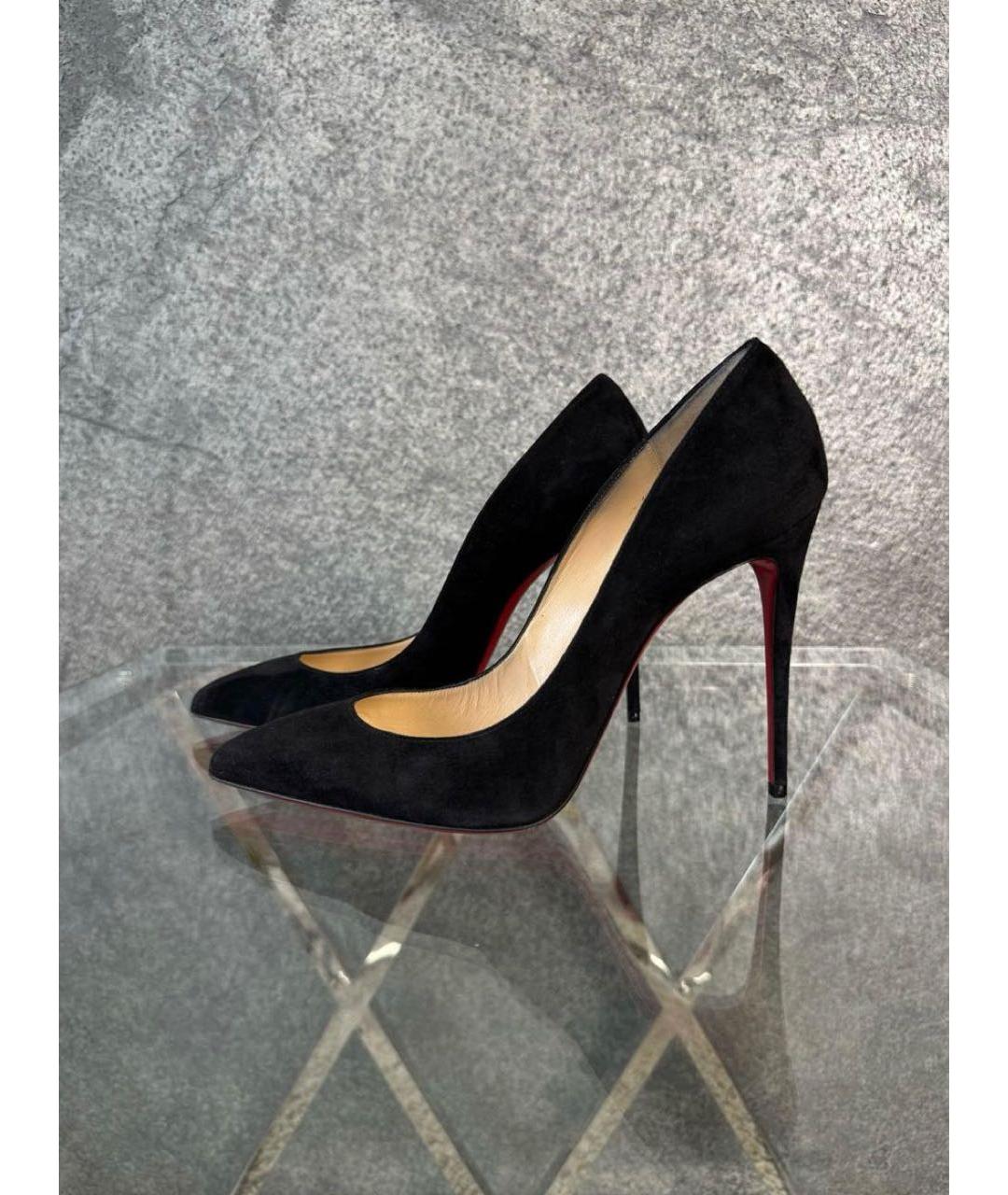 CHRISTIAN LOUBOUTIN Черные замшевые туфли, фото 3