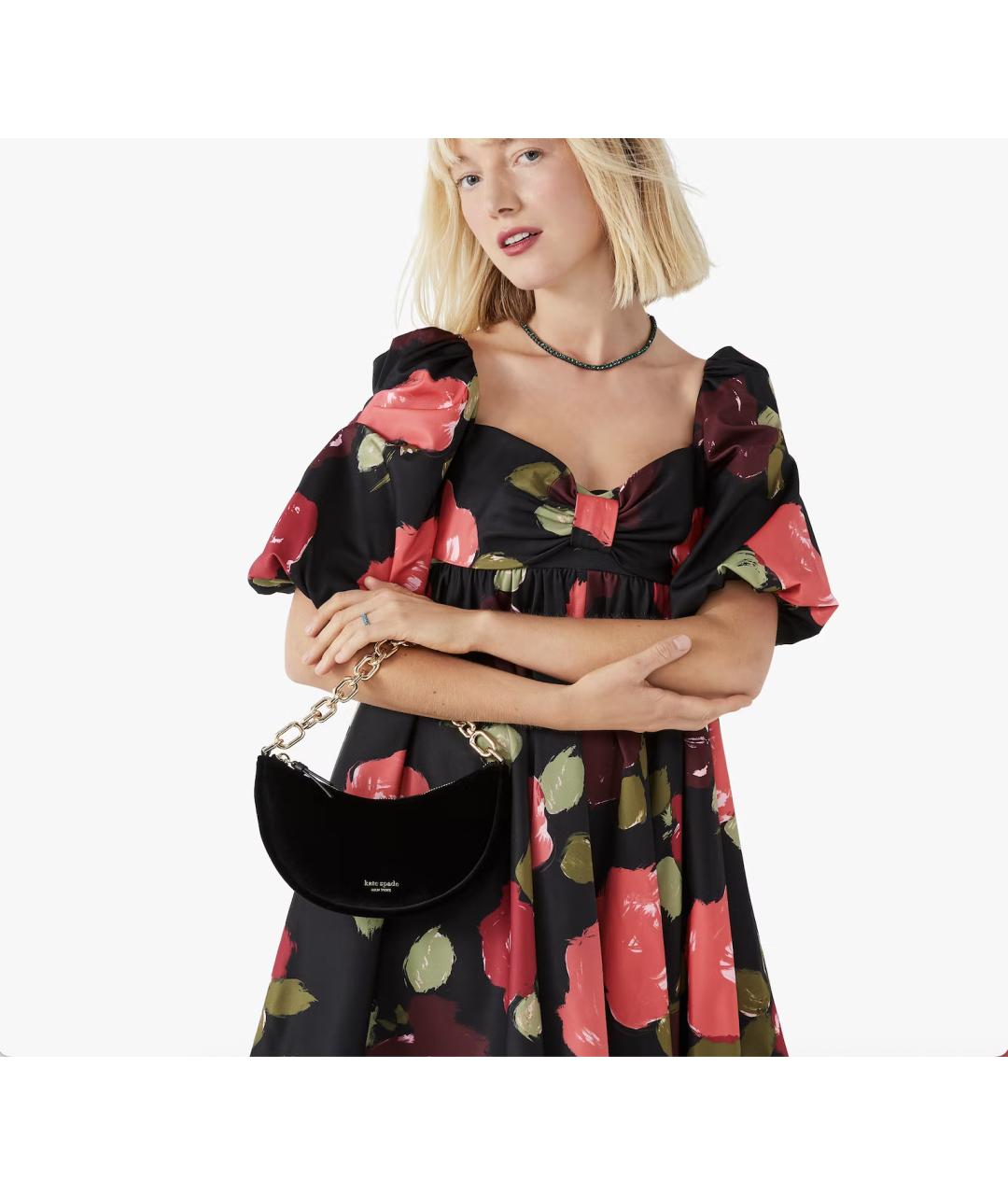 KATE SPADE Черная бархатная сумка с короткими ручками, фото 7