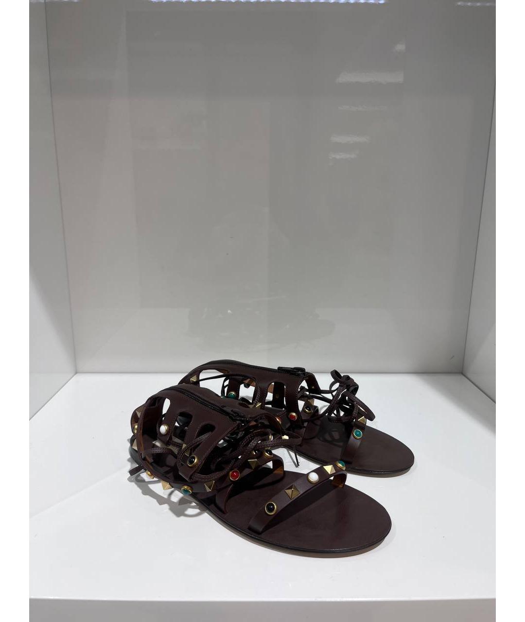 VALENTINO Коричневые кожаные сабо, фото 4